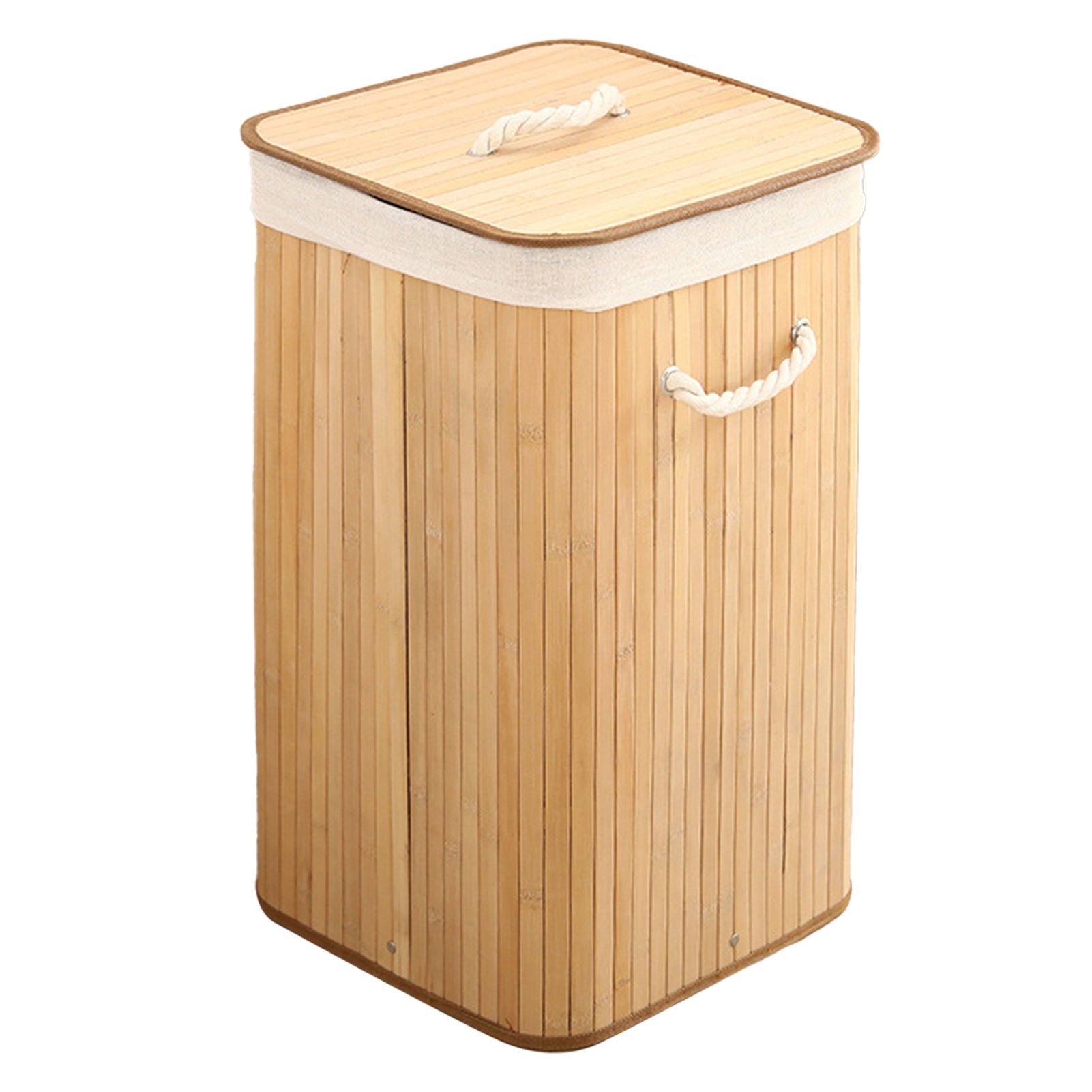 Foldable Laundry Basket Grocery Basket Bamboo Large Capacity Dirty Clothes Storage Bucket for Home 1.7 Original Color Square - Image 3