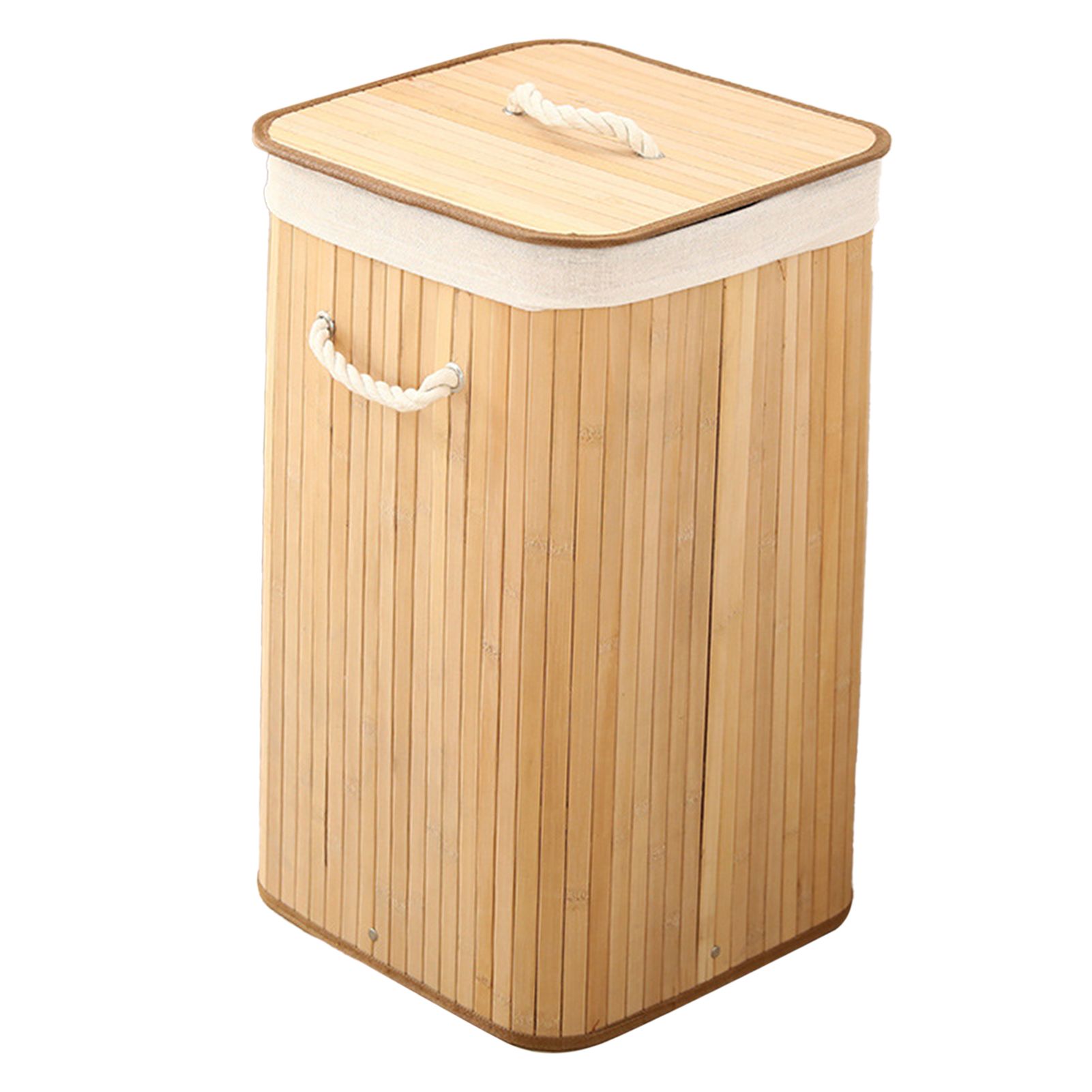 Foldable Laundry Basket Grocery Basket Bamboo Large Capacity Dirty Clothes Storage Bucket for Home 1.7 Original Color Square - Image 4