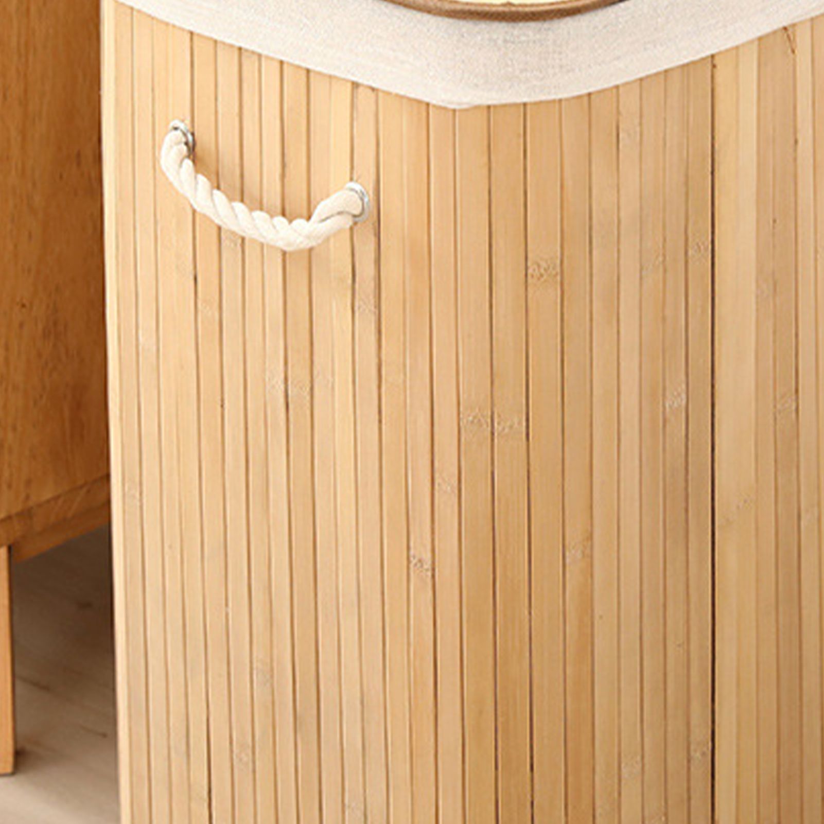 Foldable Laundry Basket Grocery Basket Bamboo Large Capacity Dirty Clothes Storage Bucket for Home 1.7 Original Color Square - Image 8