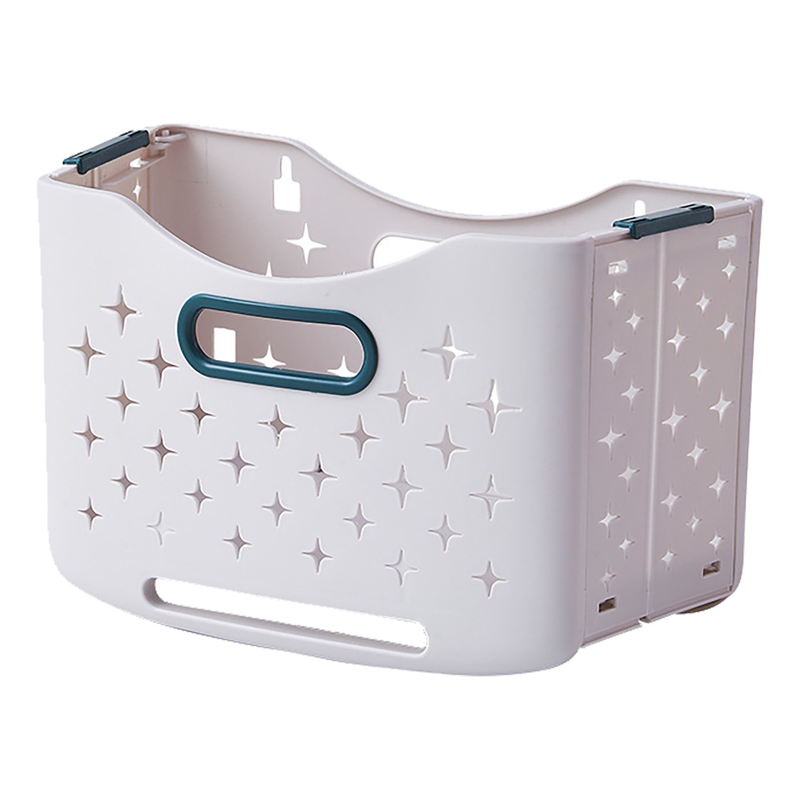 Collapsible Laundry Basket Portable Foldable Laundry Hamper Clothes Storage Organizer Basket for Home Hotel Sea Blue Single Basket - Image 1