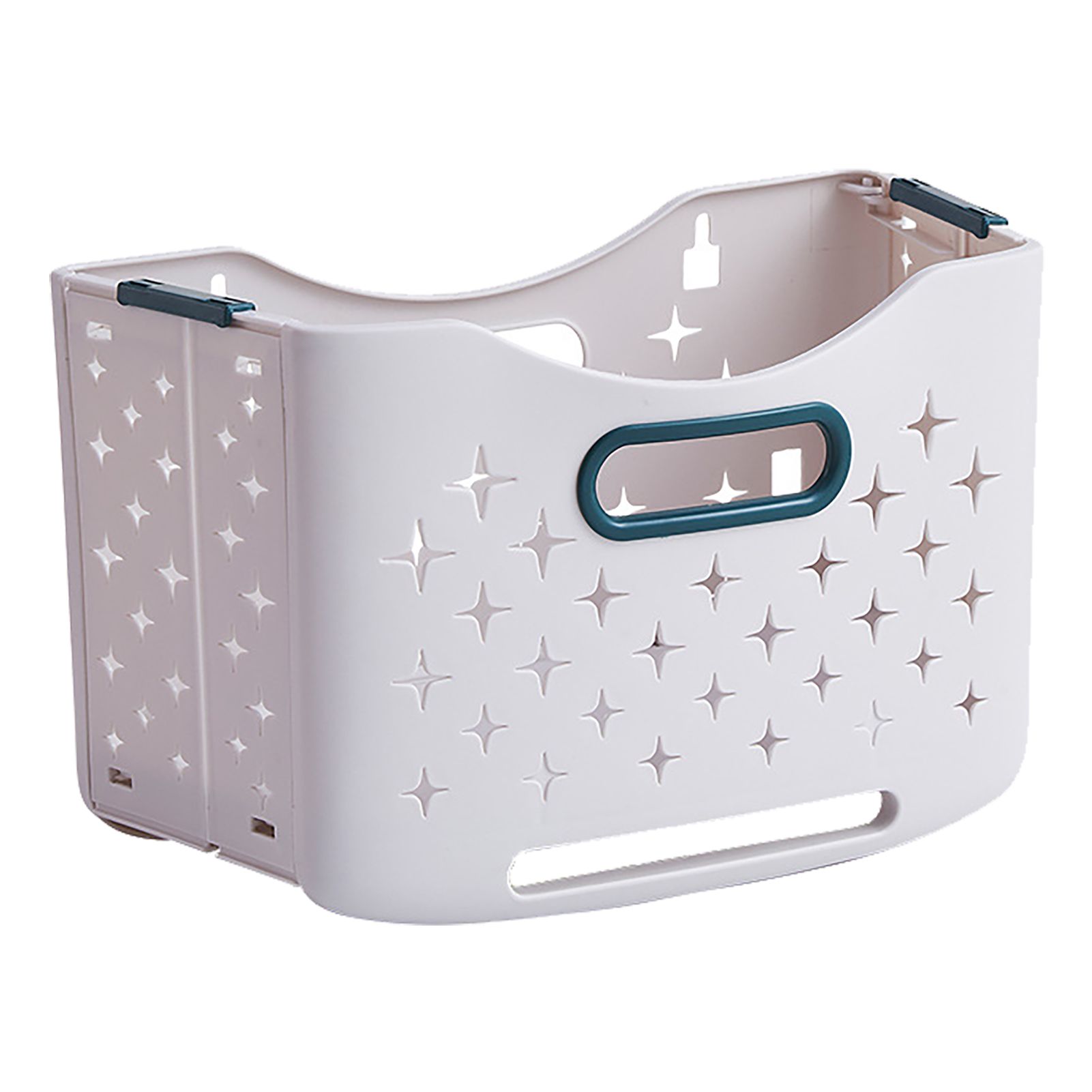 Collapsible Laundry Basket Portable Foldable Laundry Hamper Clothes Storage Organizer Basket for Home Hotel Sea Blue Single Basket - Image 2