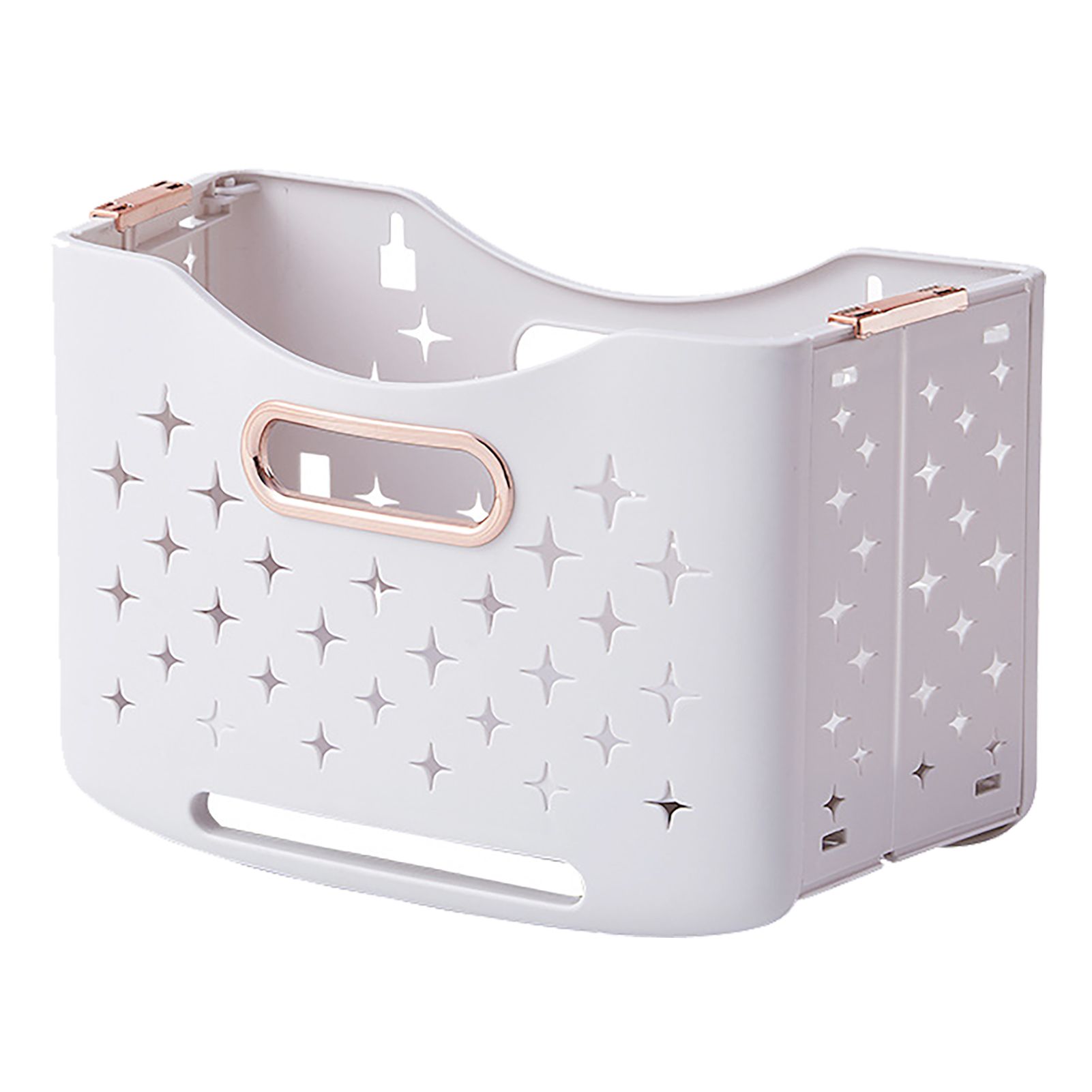 Collapsible Laundry Basket Portable Foldable Laundry Hamper Clothes Storage Organizer Basket for Home Hotel Rose Gold Single Basket - Image 1
