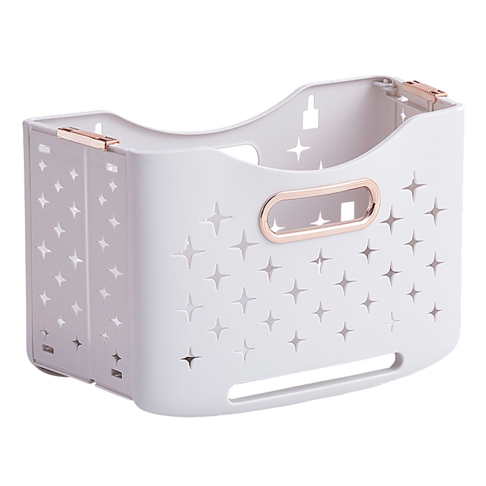 Collapsible Laundry Basket Portable Foldable Laundry Hamper Clothes Storage Organizer Basket for Home Hotel Rose Gold Single Basket - Image 2