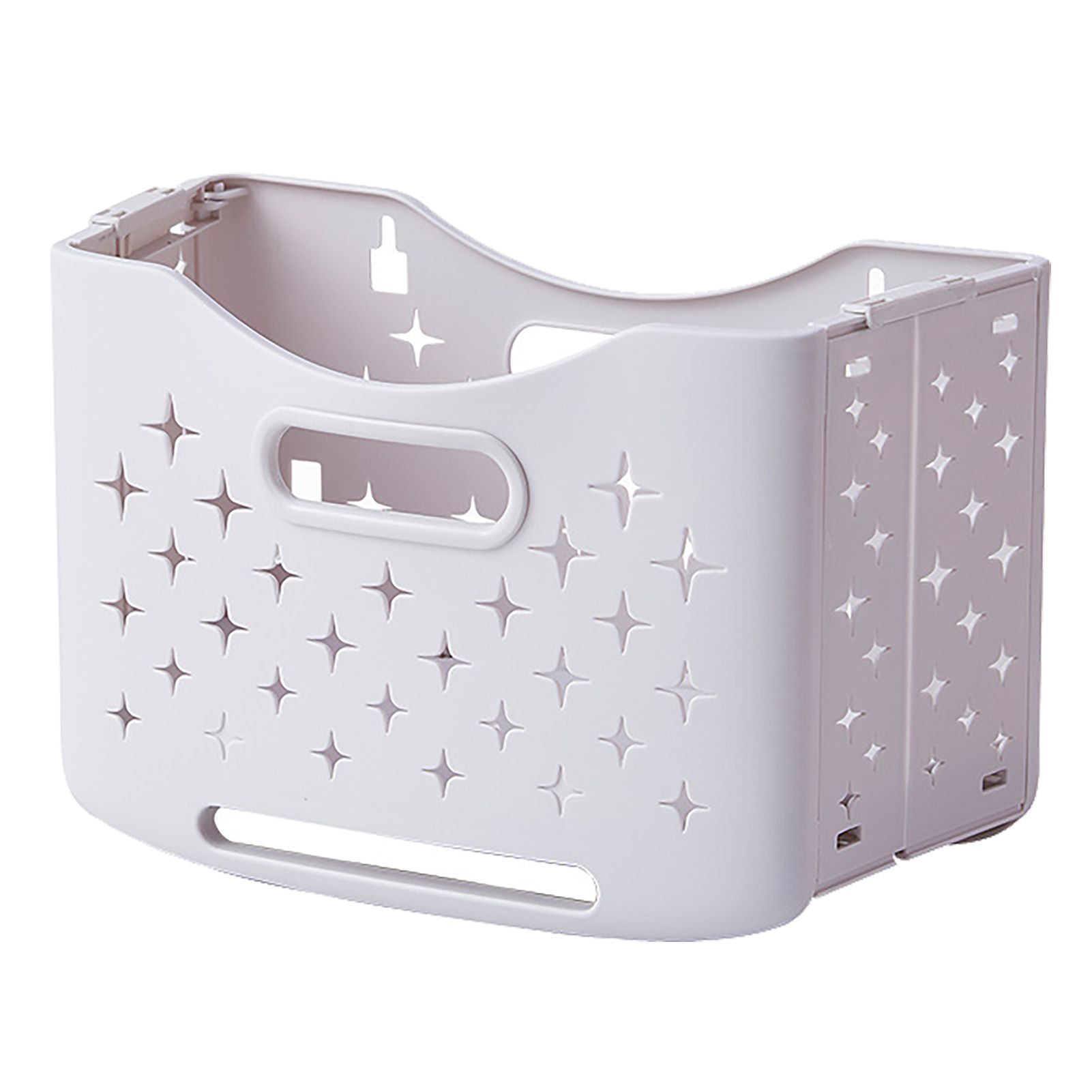 Collapsible Laundry Basket Portable Foldable Laundry Hamper Clothes Storage Organizer Basket for Home Hotel Ivory White Single Basket - Image 1