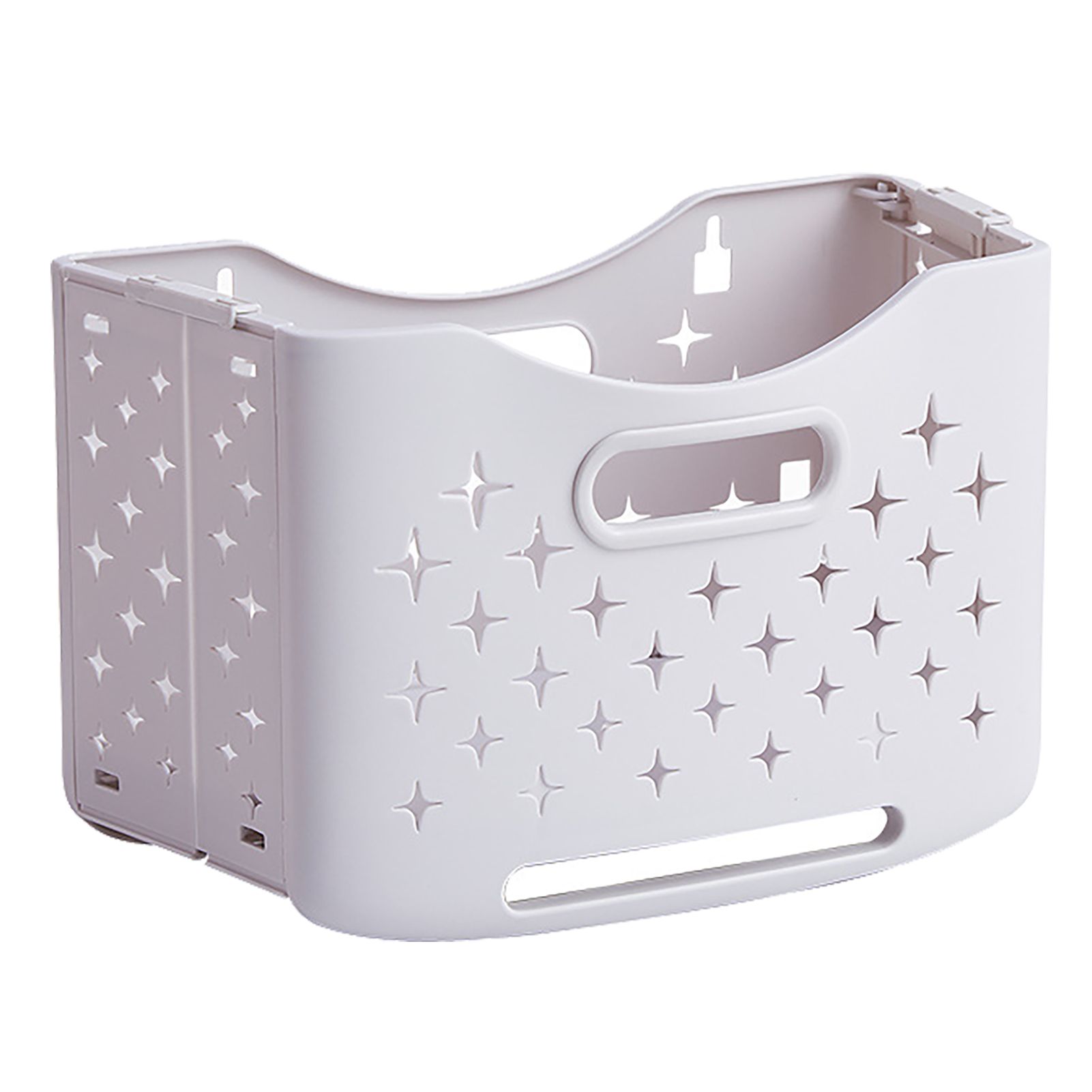 Collapsible Laundry Basket Portable Foldable Laundry Hamper Clothes Storage Organizer Basket for Home Hotel Ivory White Single Basket - Image 2