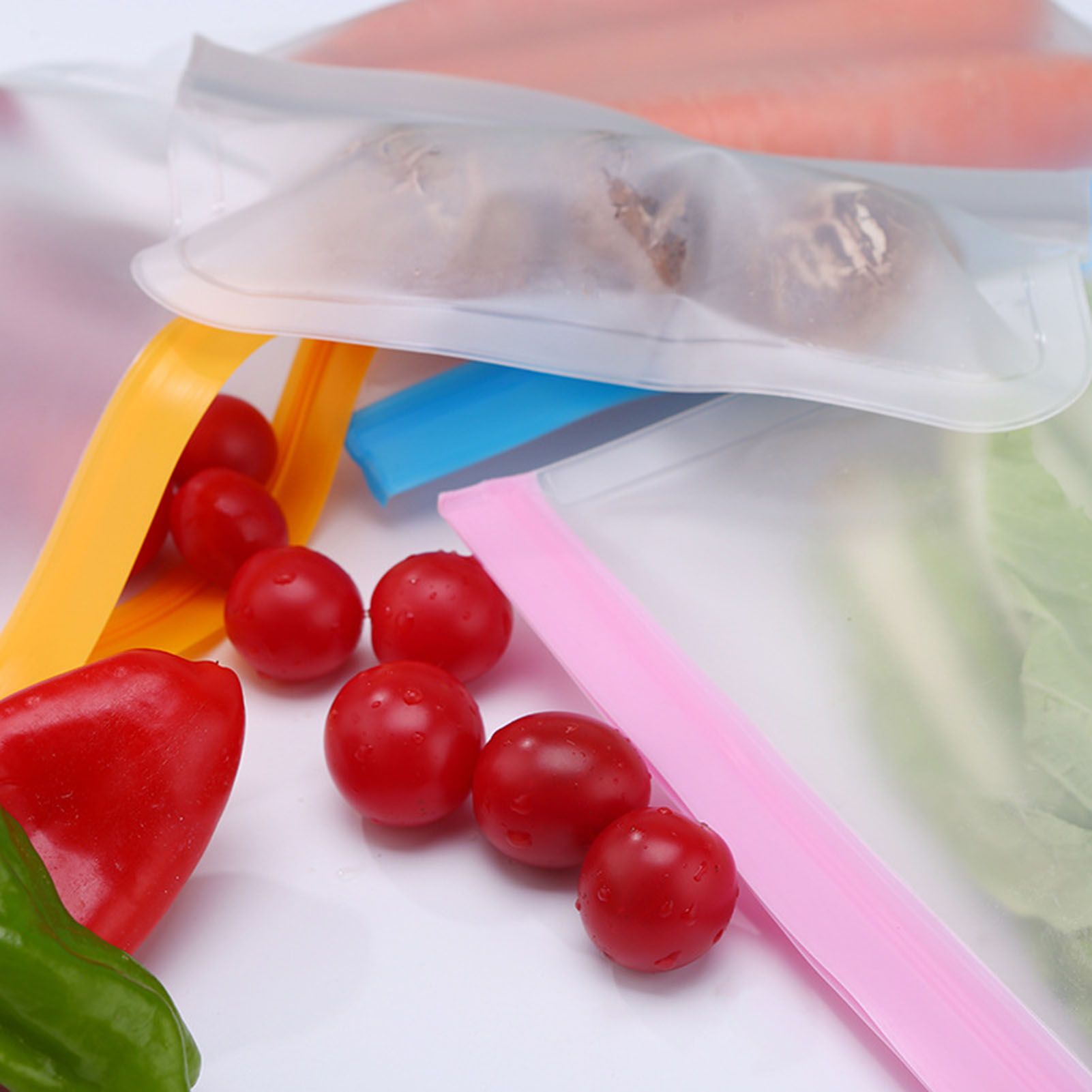 20PCS Reusable Ziplock Bags Translucent Scrub PEVA Food Storage Bags for Kitchen Fridge Organization - Image 6