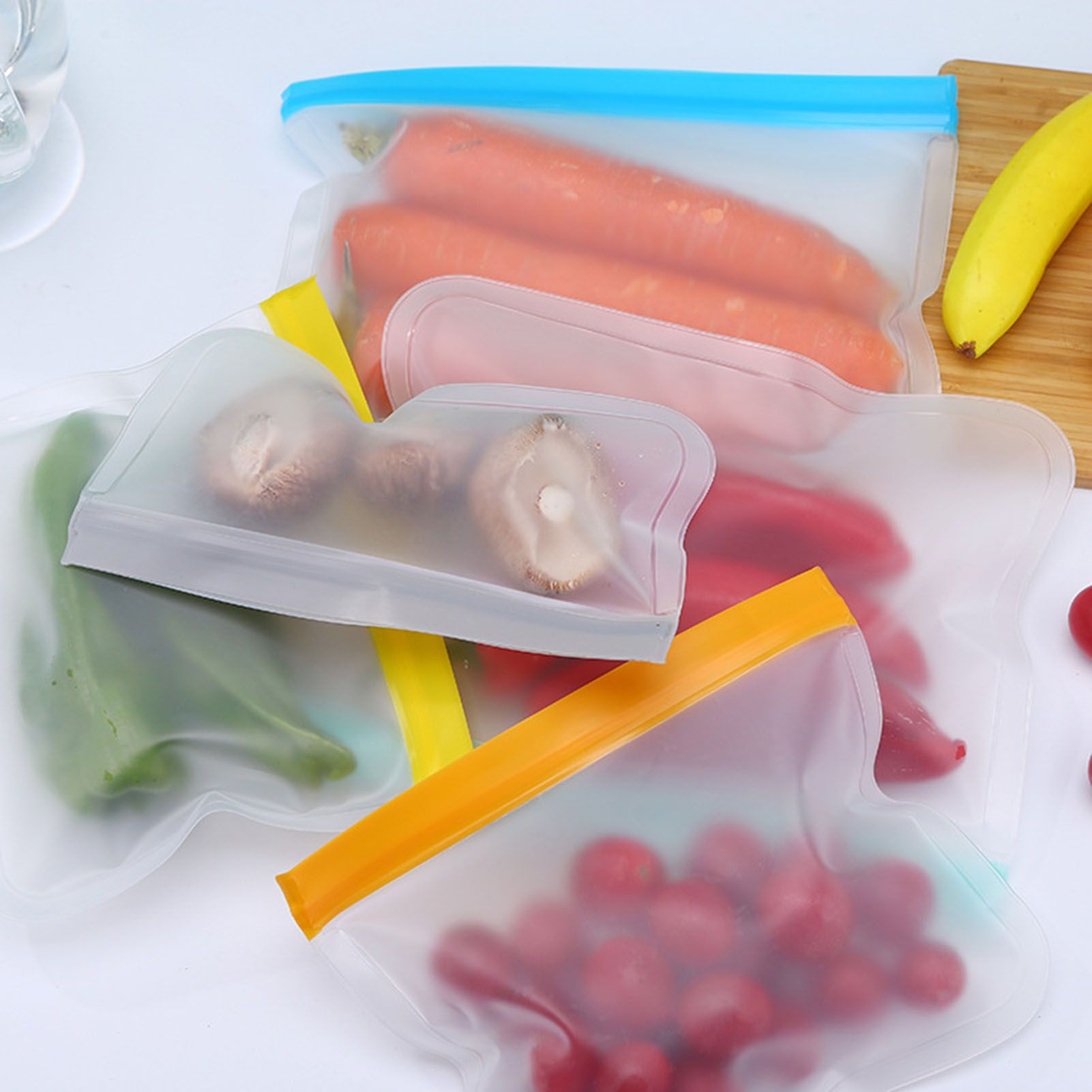20PCS Reusable Ziplock Bags Translucent Scrub PEVA Food Storage Bags for Kitchen Fridge Organization - Image 8