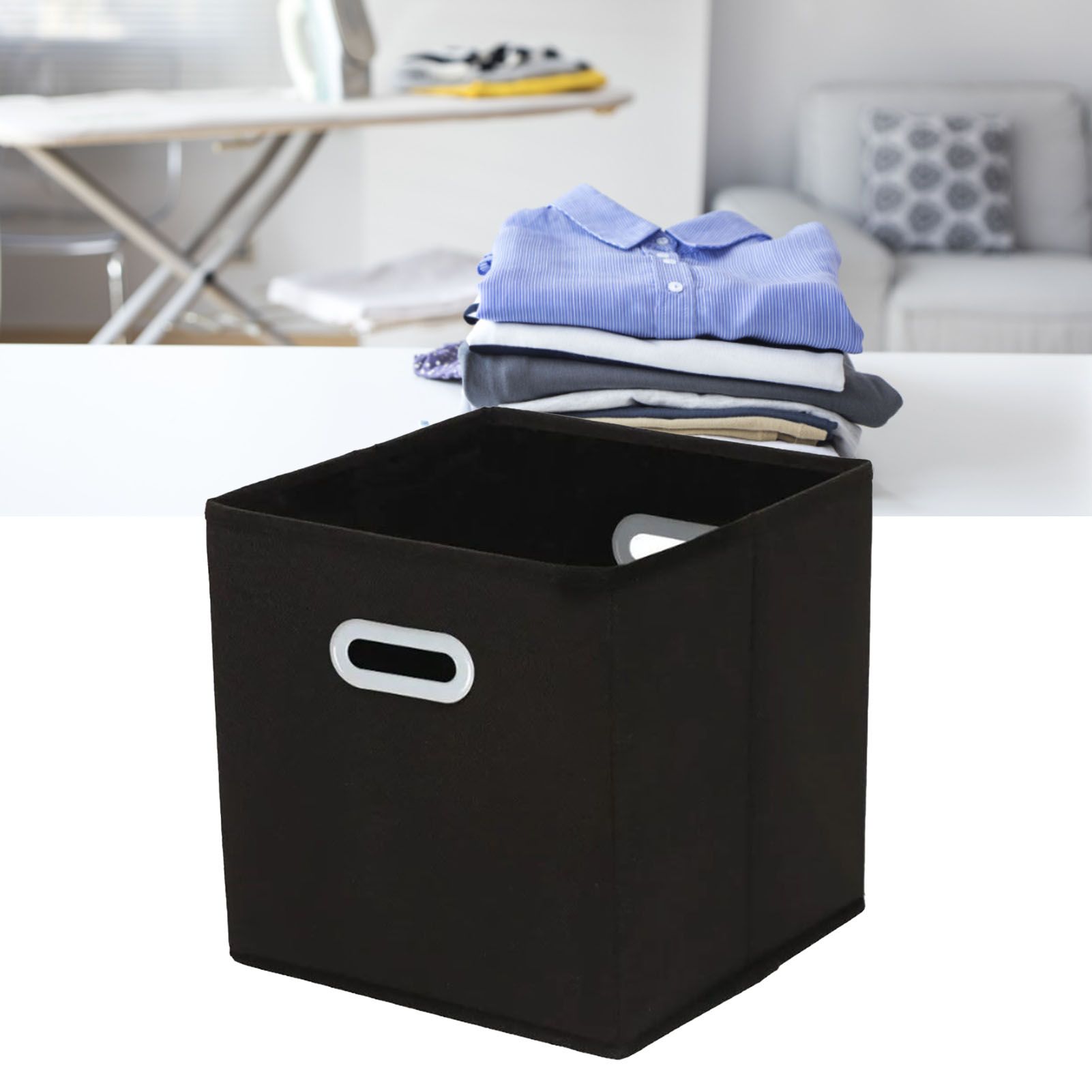 Fabric Cube Organizer Black Dual Handles Foldable Storage Bins Baskets for Home Bedroom Toy Clothing Organize - Image 5