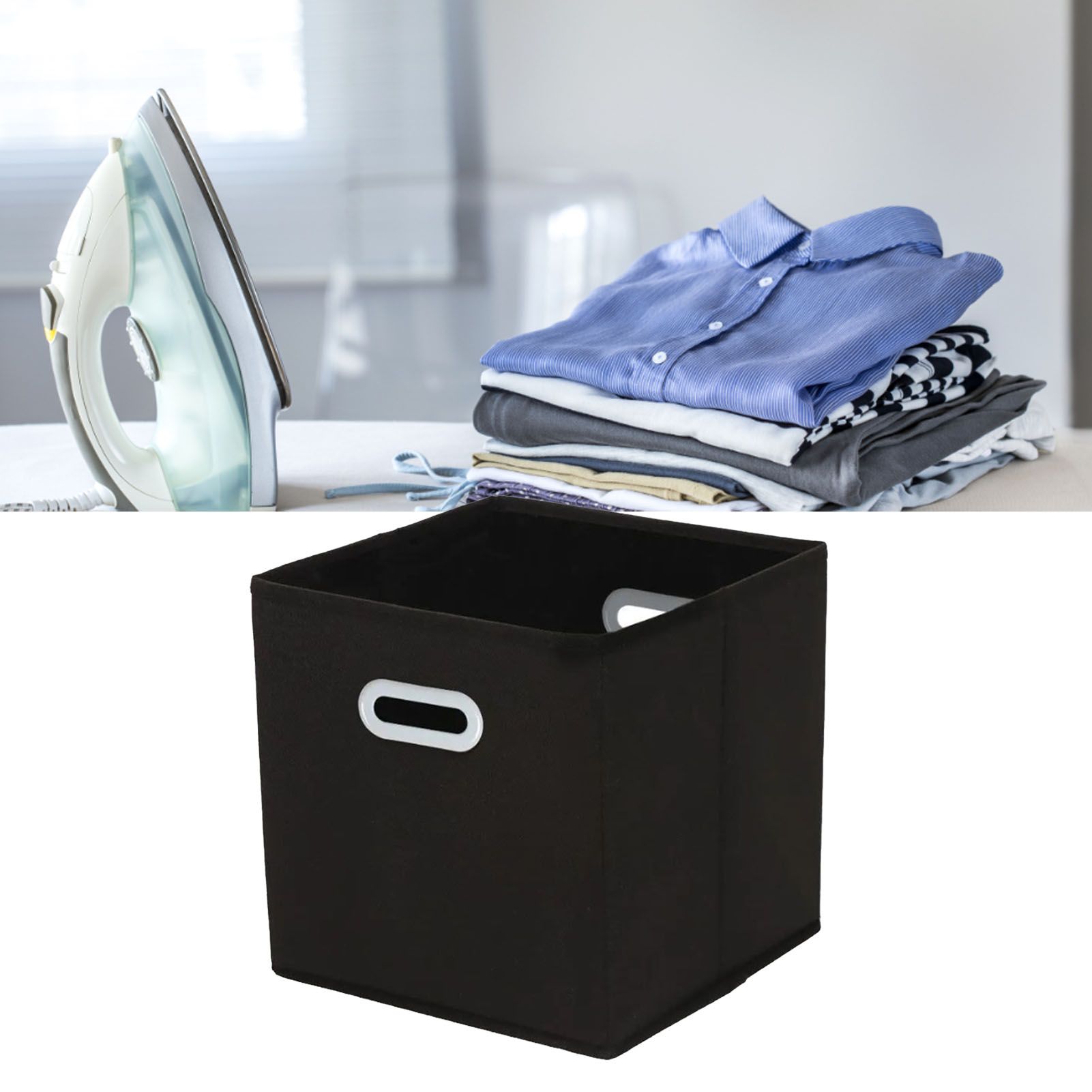 Fabric Cube Organizer Black Dual Handles Foldable Storage Bins Baskets for Home Bedroom Toy Clothing Organize - Image 6