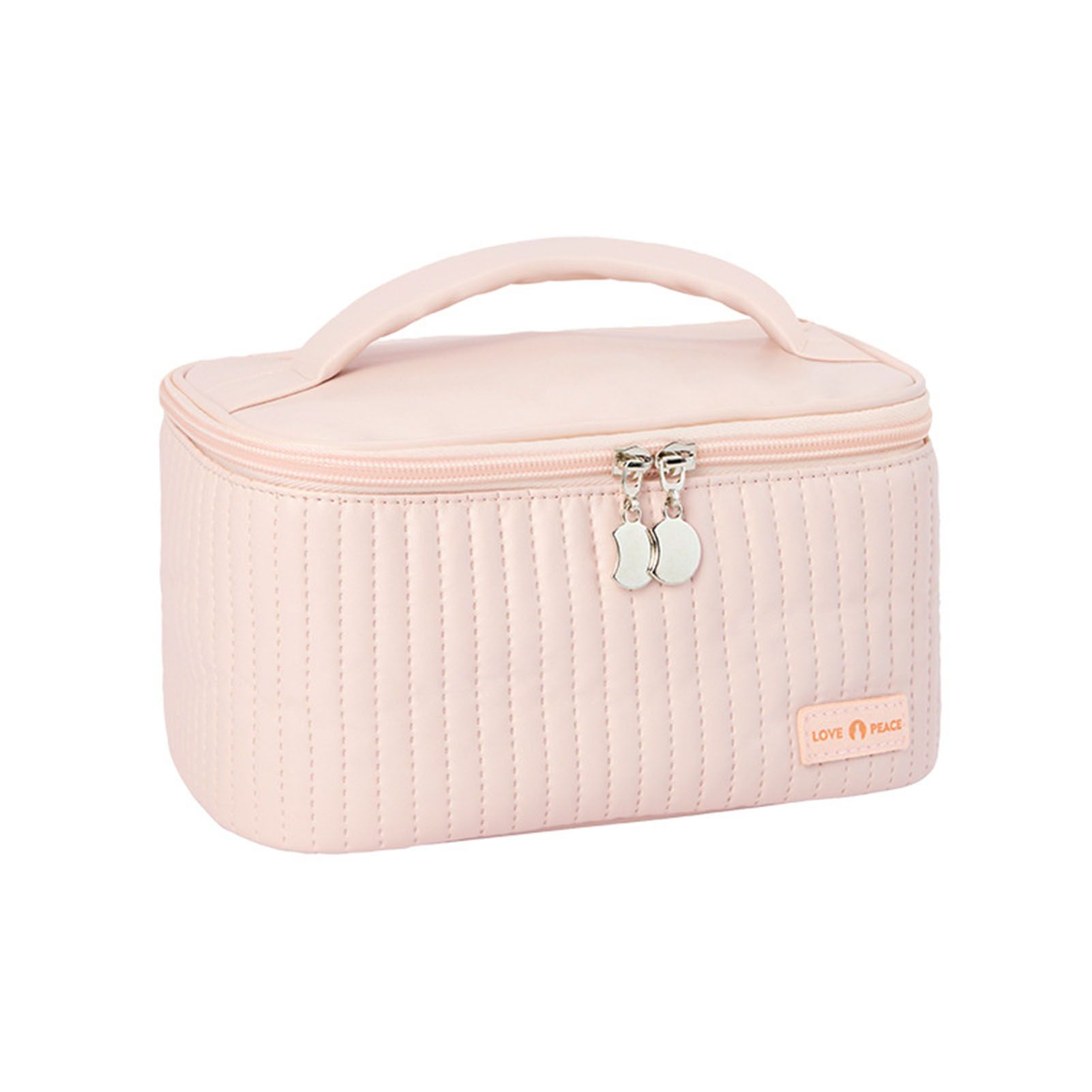 PU Open Lid Cake Shape Make Up Bag Cosmetic Storage Bag Soft Color Portable Makeup Bag Pink - Image 1