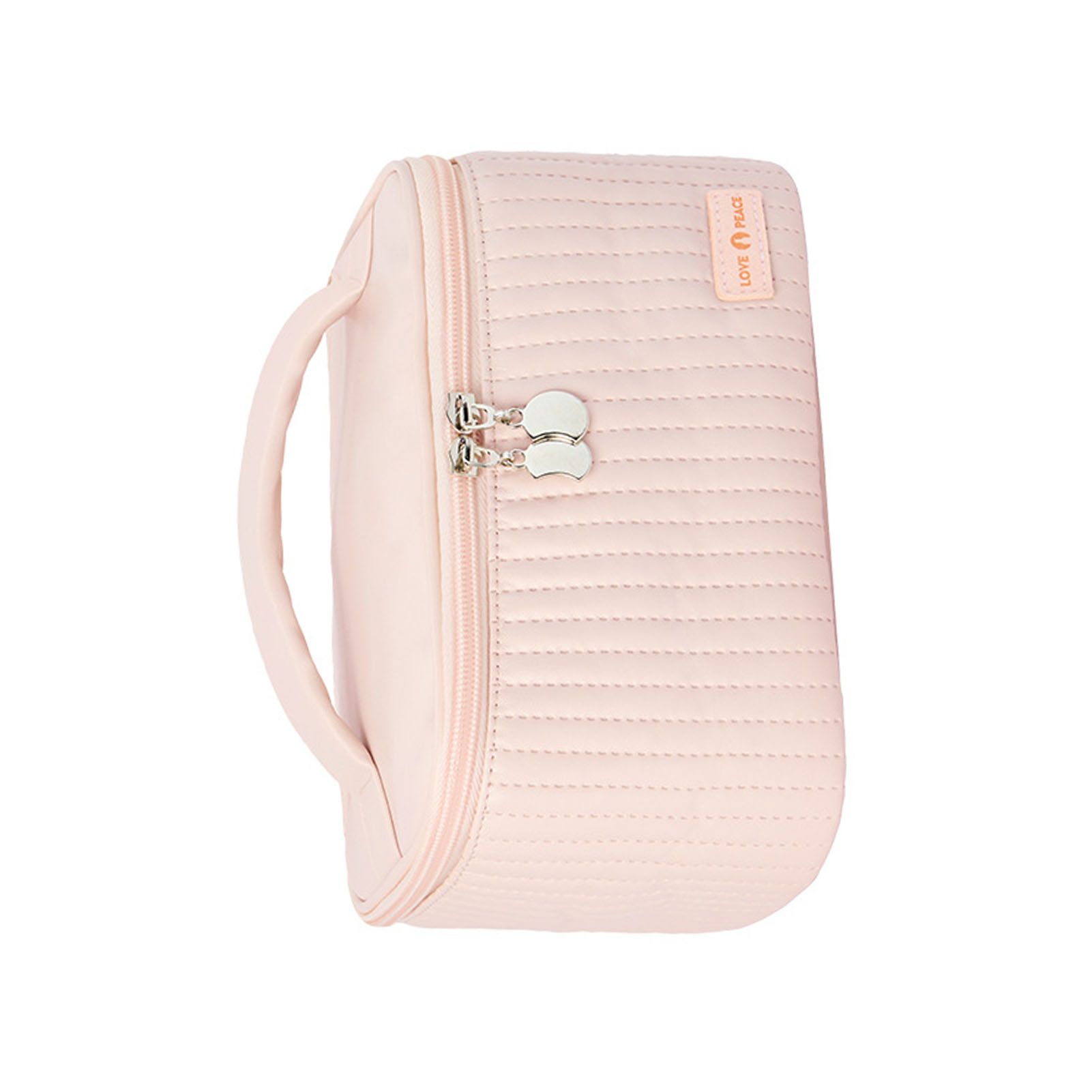 PU Open Lid Cake Shape Make Up Bag Cosmetic Storage Bag Soft Color Portable Makeup Bag Pink - Image 2