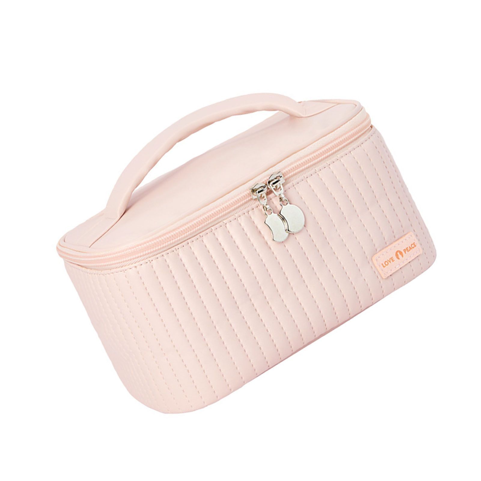 PU Open Lid Cake Shape Make Up Bag Cosmetic Storage Bag Soft Color Portable Makeup Bag Pink - Image 3