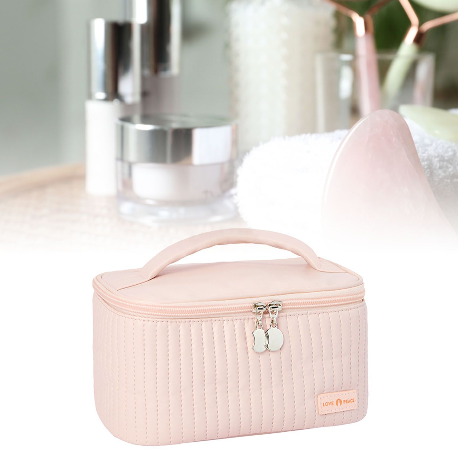 PU Open Lid Cake Shape Make Up Bag Cosmetic Storage Bag Soft Color Portable Makeup Bag Pink - Image 5