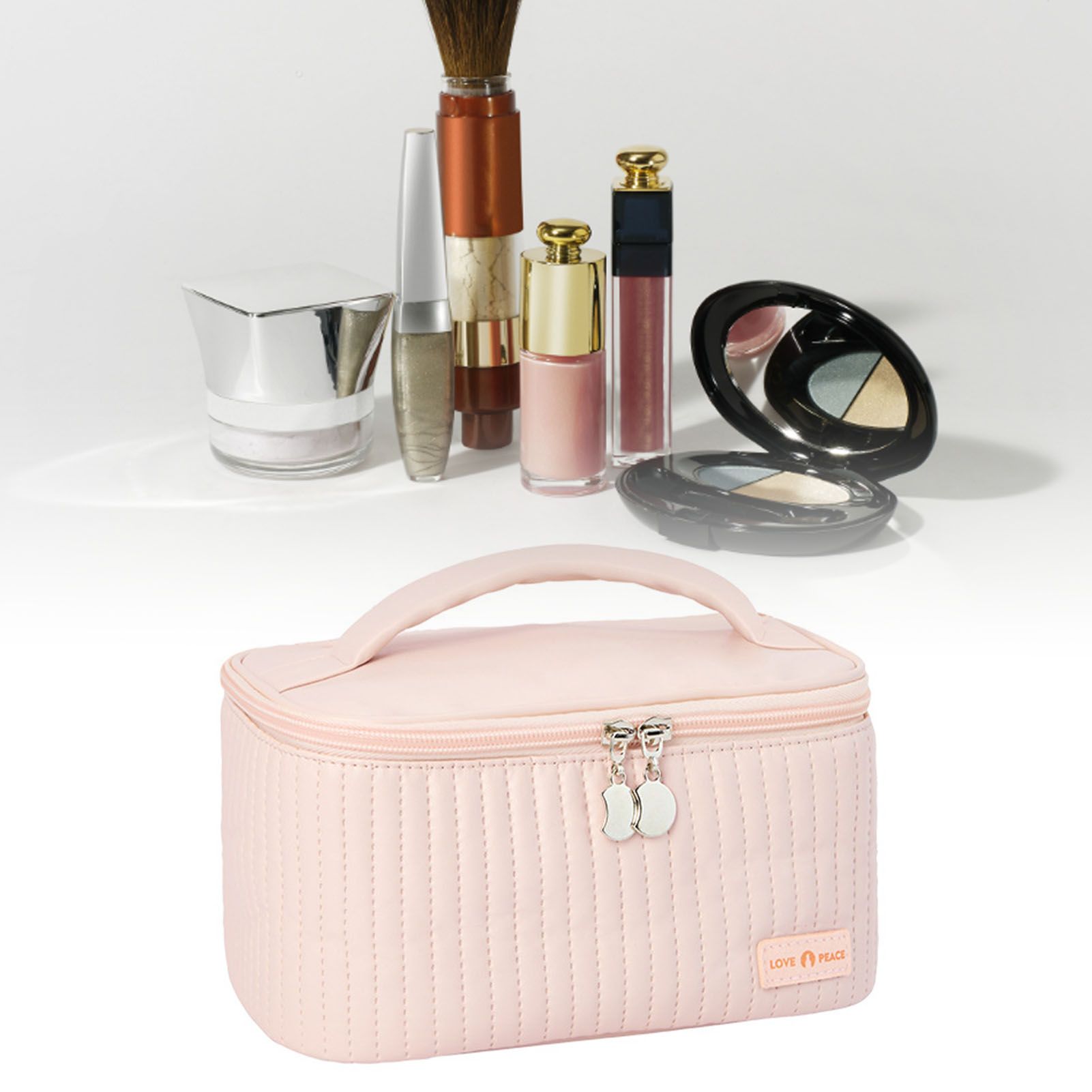 PU Open Lid Cake Shape Make Up Bag Cosmetic Storage Bag Soft Color Portable Makeup Bag Pink - Image 6