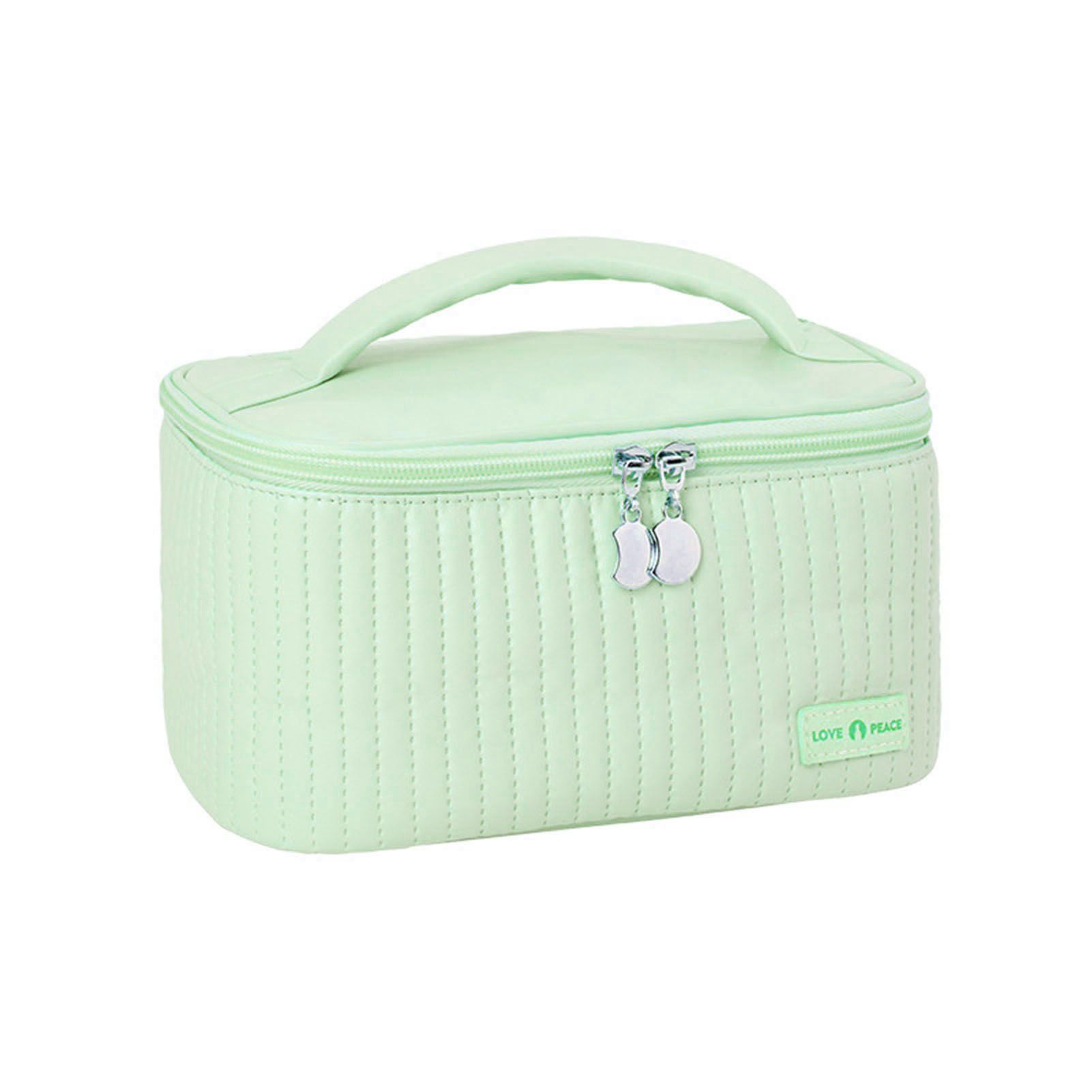 PU Open Lid Cake Shape Make Up Bag Cosmetic Storage Bag Soft Color Portable Makeup Bag Light Green - Image 1