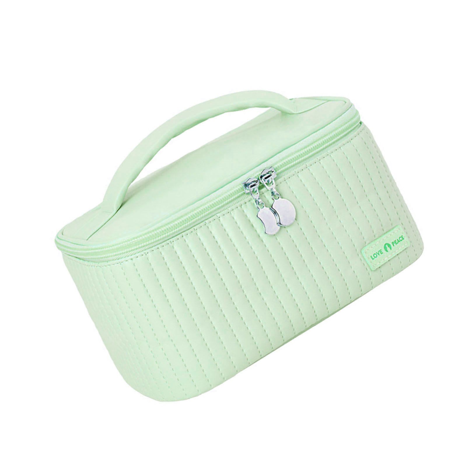 PU Open Lid Cake Shape Make Up Bag Cosmetic Storage Bag Soft Color Portable Makeup Bag Light Green - Image 2