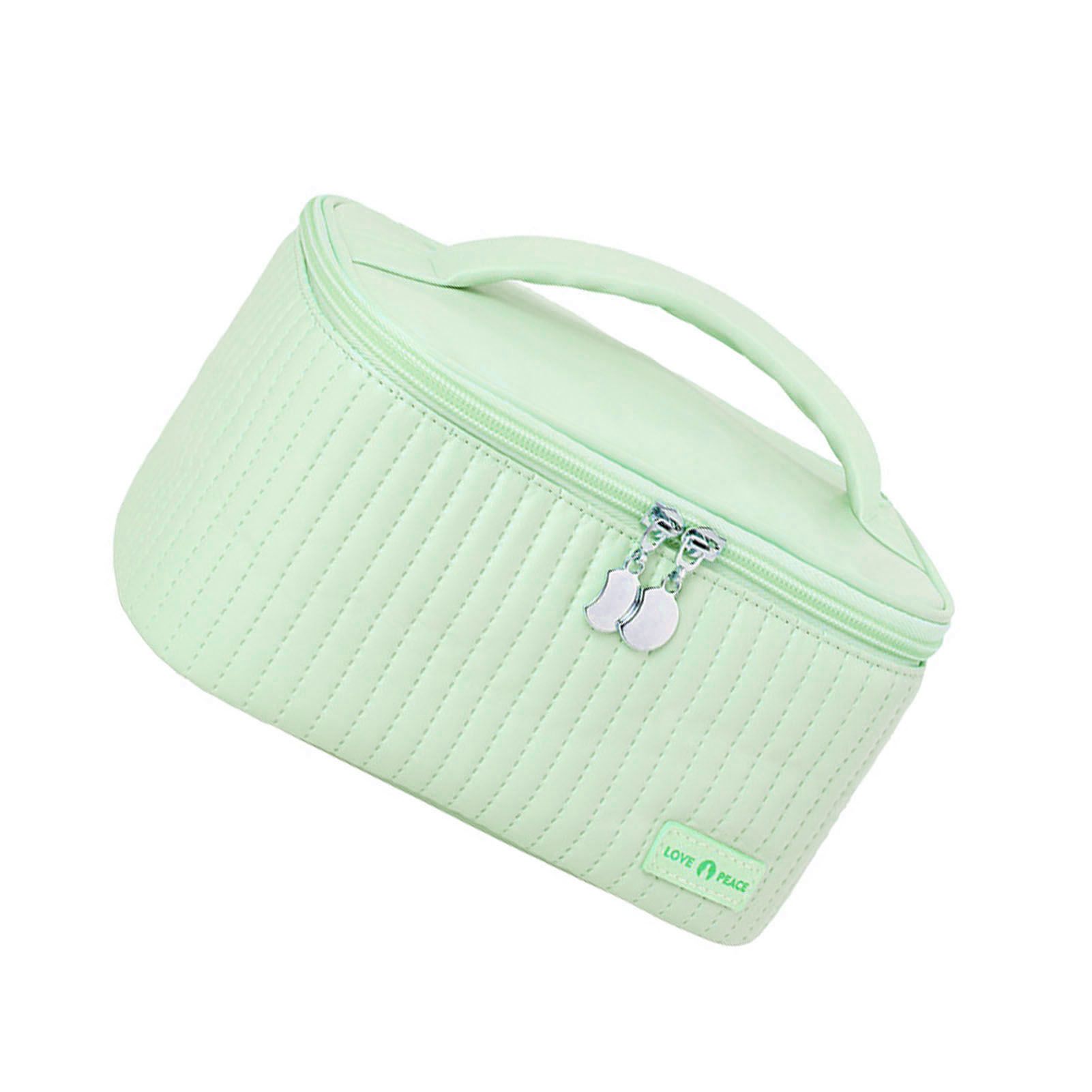 PU Open Lid Cake Shape Make Up Bag Cosmetic Storage Bag Soft Color Portable Makeup Bag Light Green - Image 4