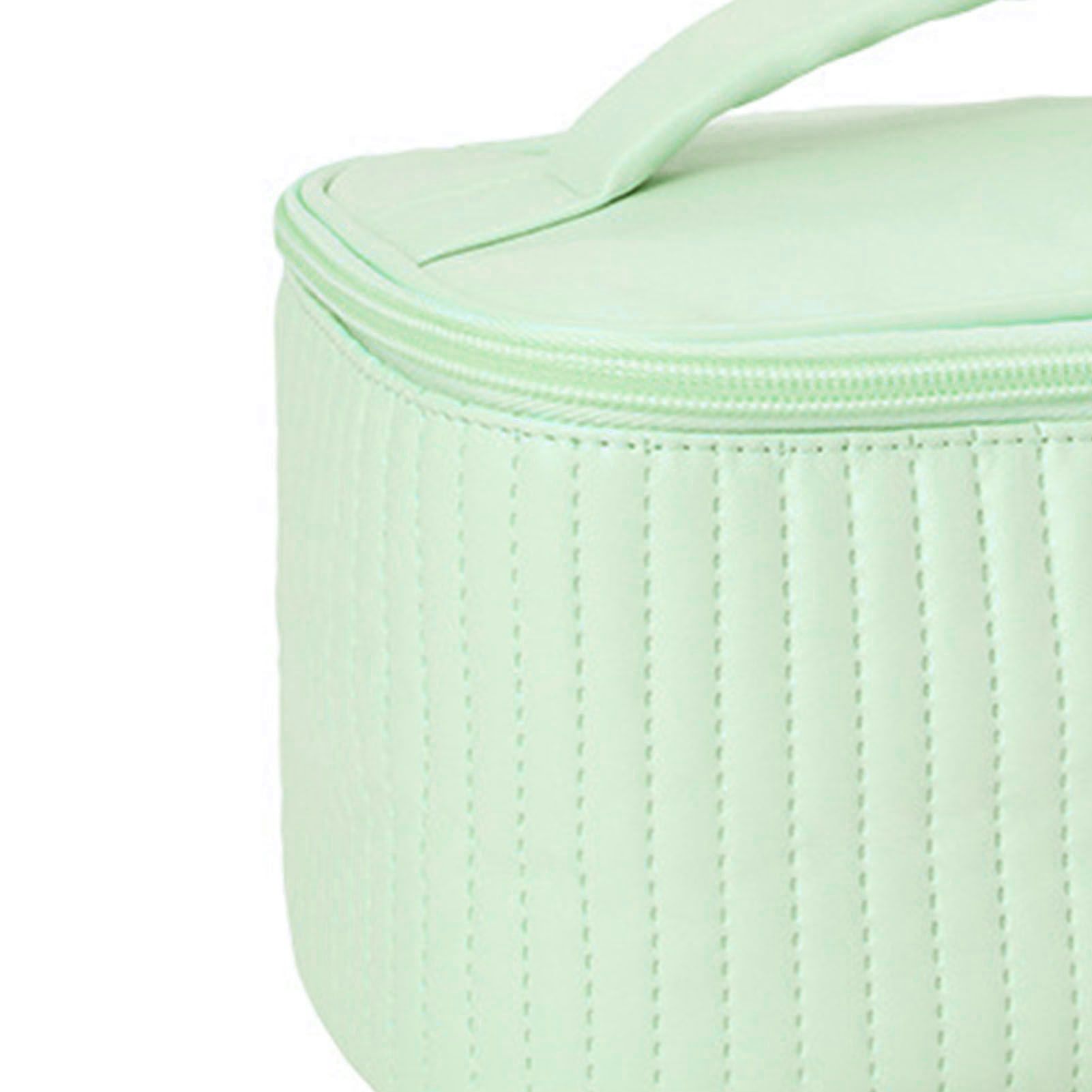 PU Open Lid Cake Shape Make Up Bag Cosmetic Storage Bag Soft Color Portable Makeup Bag Light Green - Image 7
