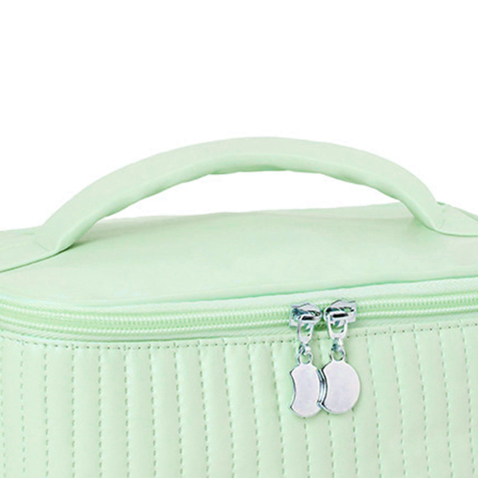 PU Open Lid Cake Shape Make Up Bag Cosmetic Storage Bag Soft Color Portable Makeup Bag Light Green - Image 8