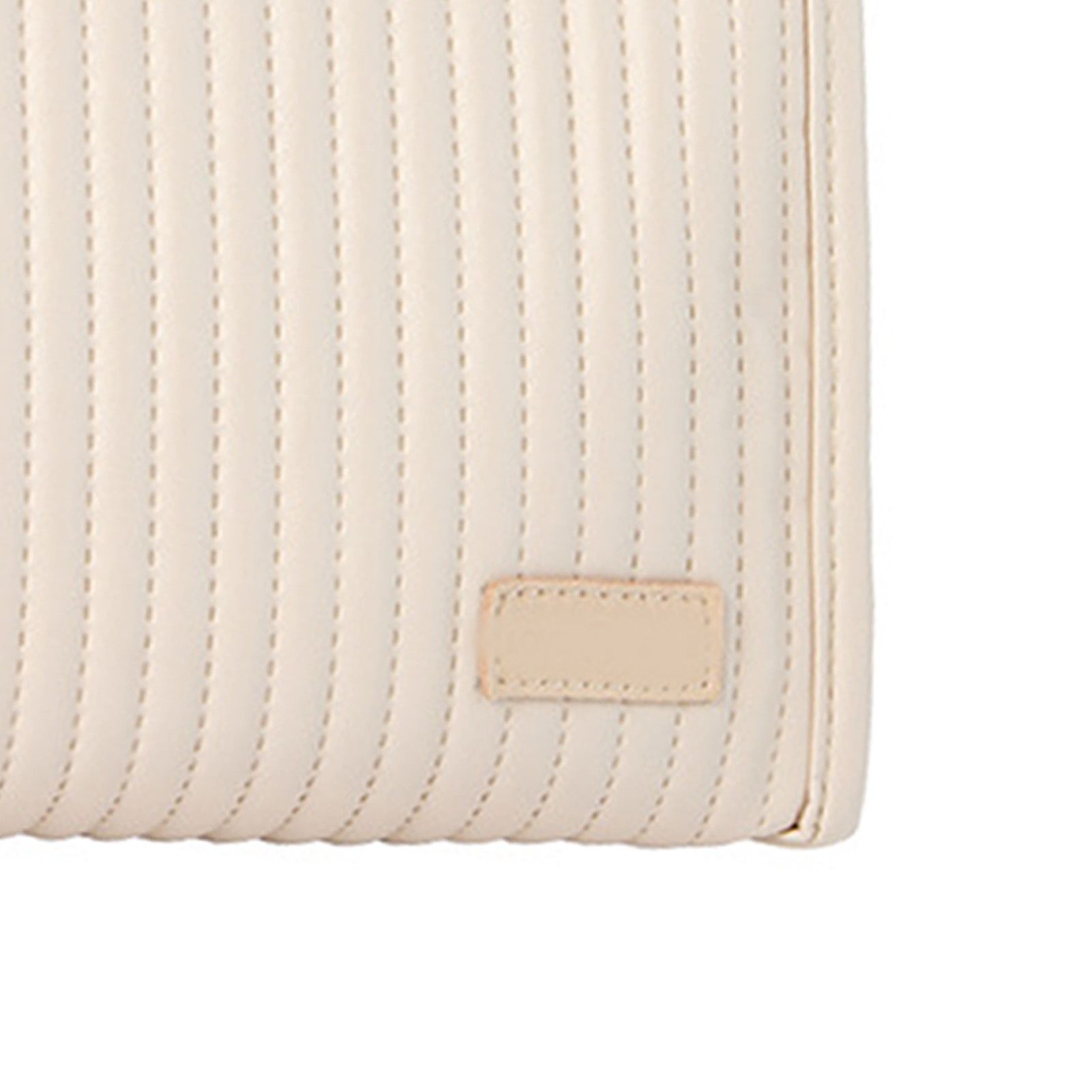 Cosmetic Bag Candy Color Large Capacity PU Leather Portable Travel Makeup Bag with Mesh Pocket Beige - Image 6