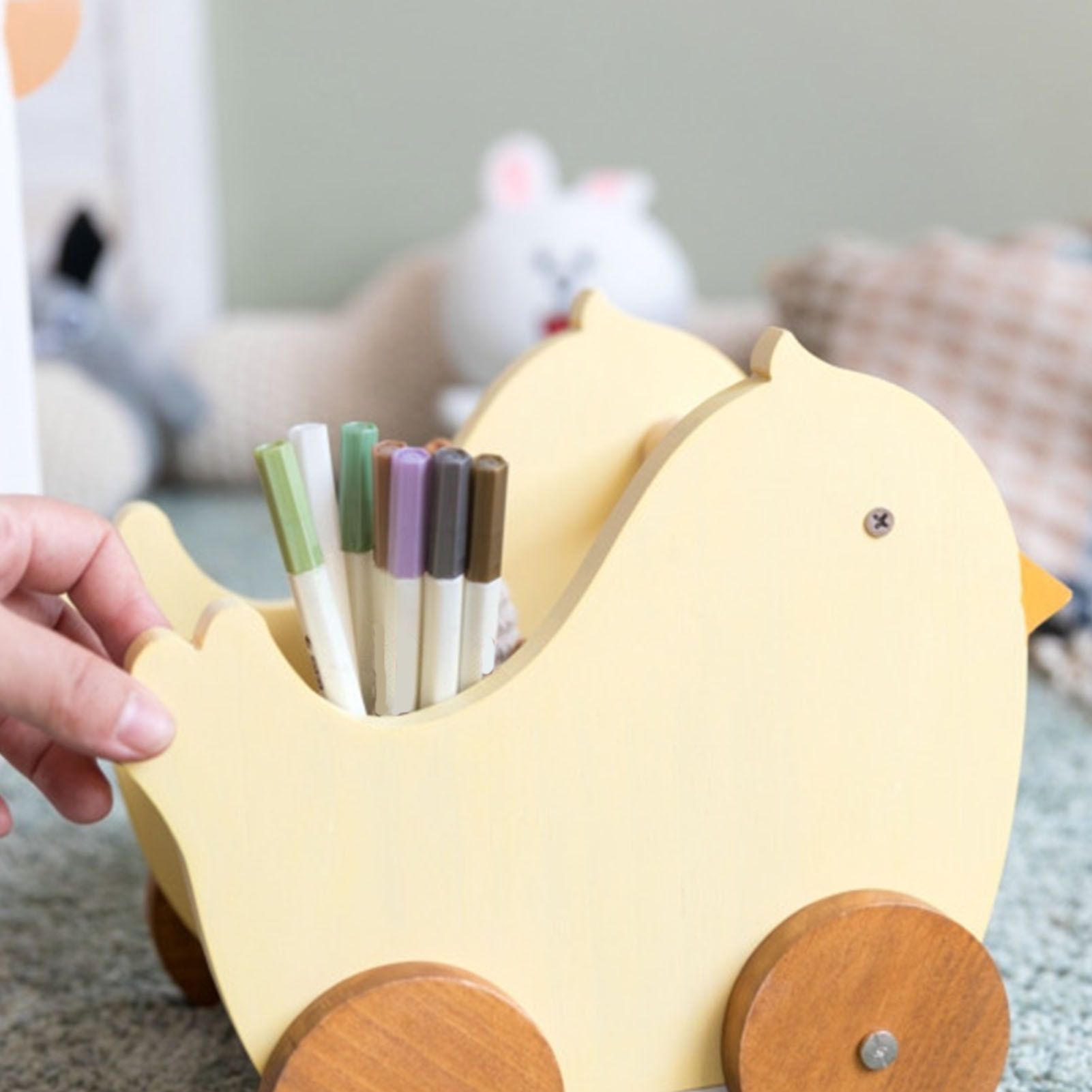 Wood Desk Organizer Cute Cartoon Desktop Handbook Stickers Organizer for Study Children's Room Office Dormitory Chick - Image 6