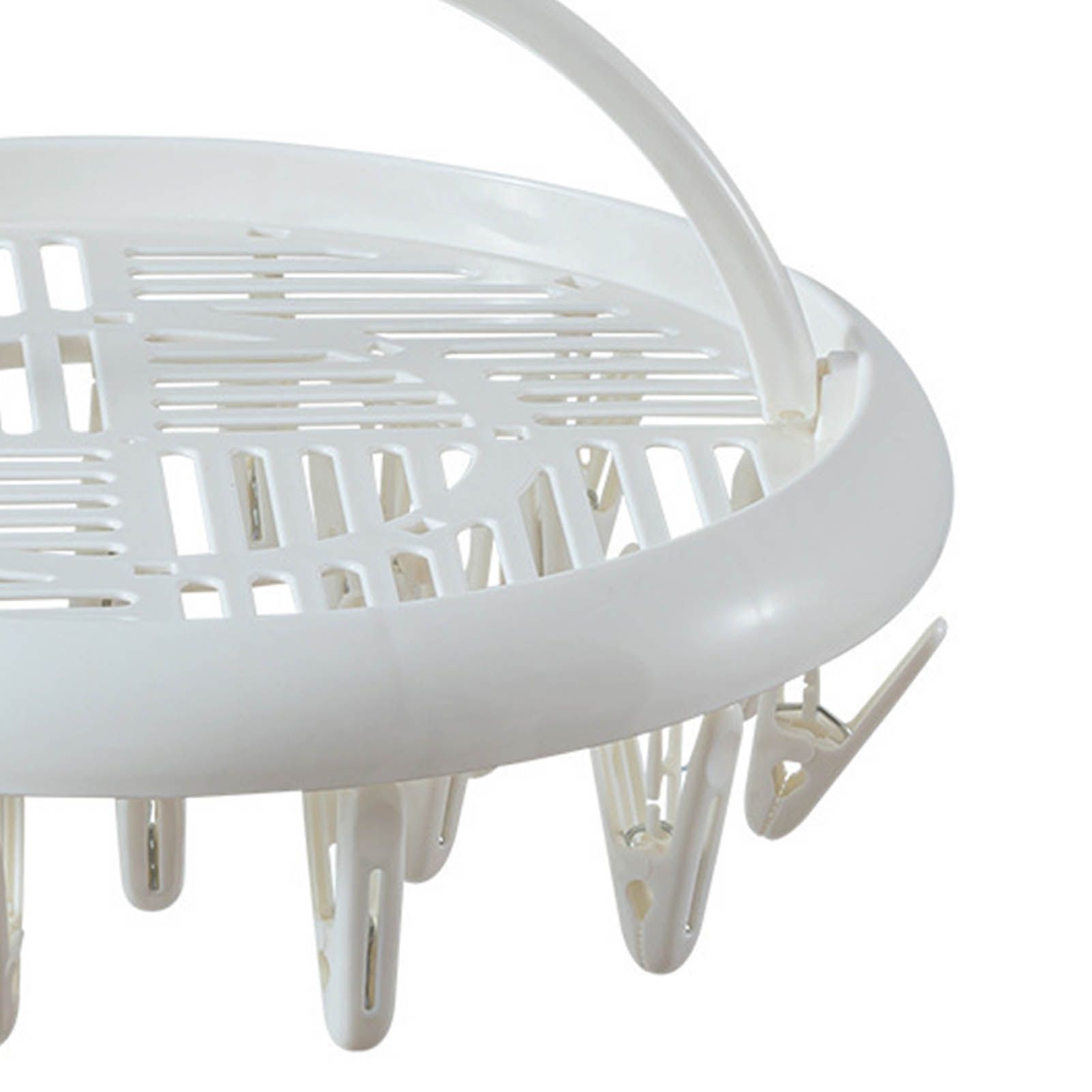 Round Drying Rack Clothes Hanger Plastic Round Laundry Hanger with Clips for Socks Underwear White - Image 8