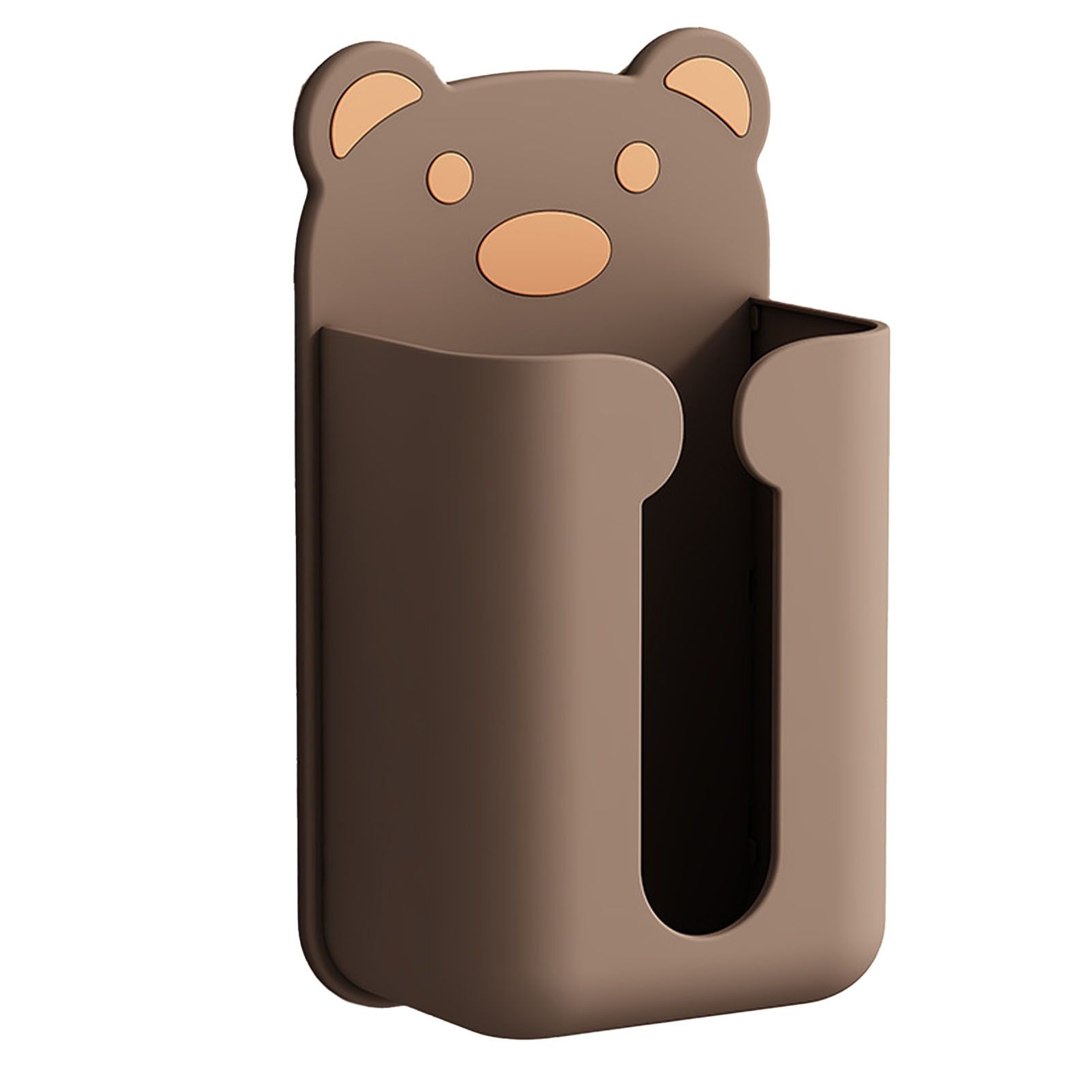 Wall Mounted Tissue Box Punching Free Cute Bear Pattern Plastic Tissue Dispenser for Home Bathroom Brown Bear - Image 1