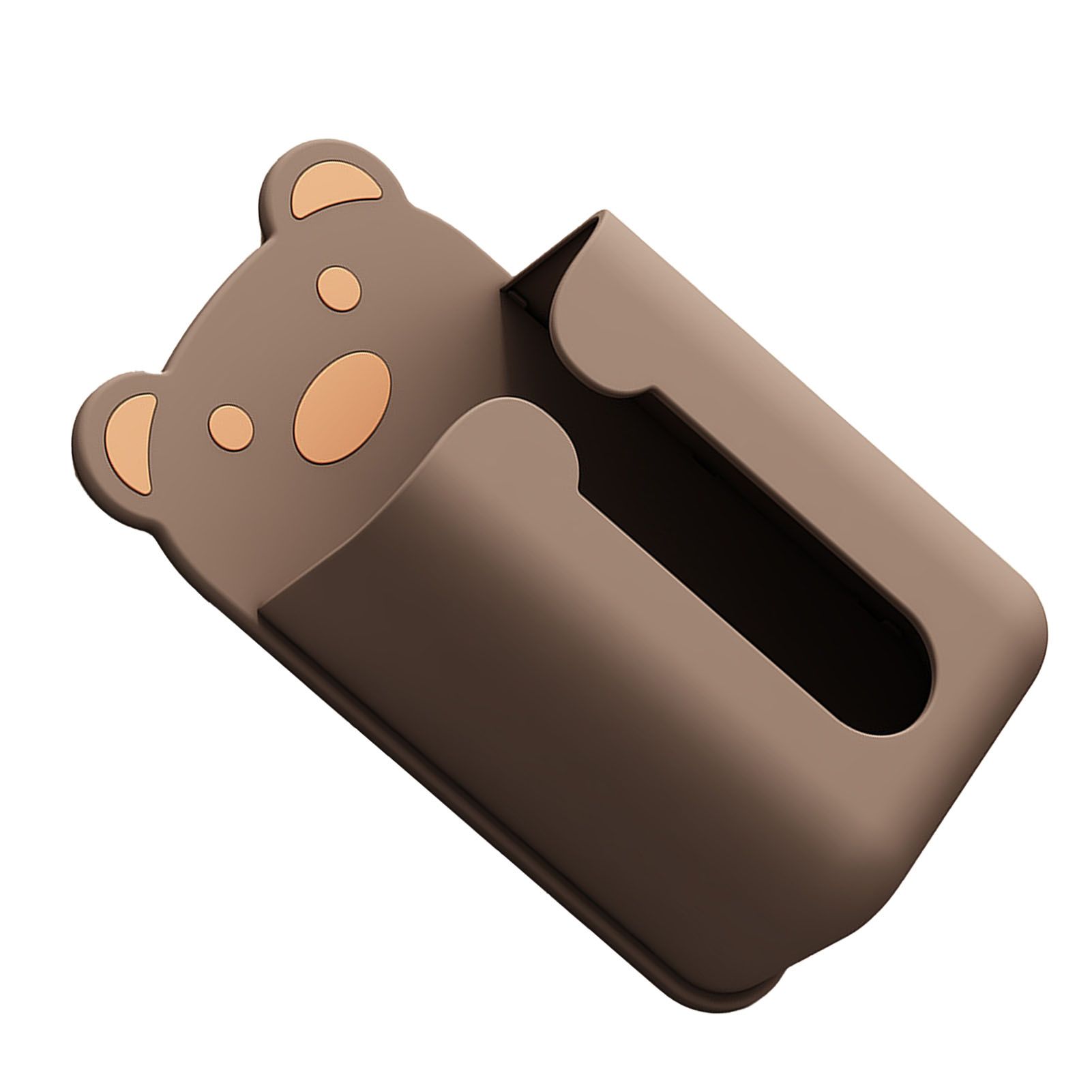 Wall Mounted Tissue Box Punching Free Cute Bear Pattern Plastic Tissue Dispenser for Home Bathroom Brown Bear - Image 2