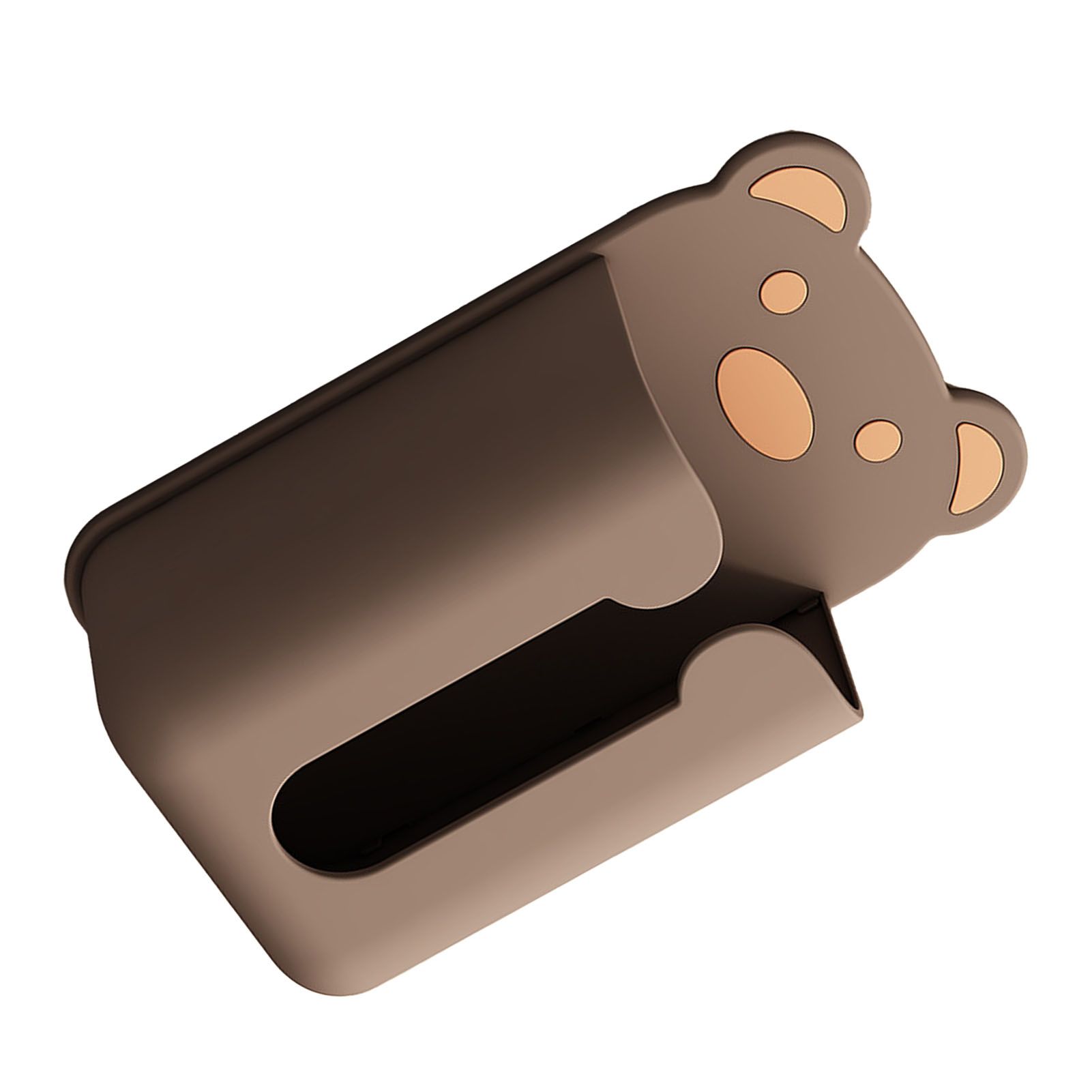 Wall Mounted Tissue Box Punching Free Cute Bear Pattern Plastic Tissue Dispenser for Home Bathroom Brown Bear - Image 3
