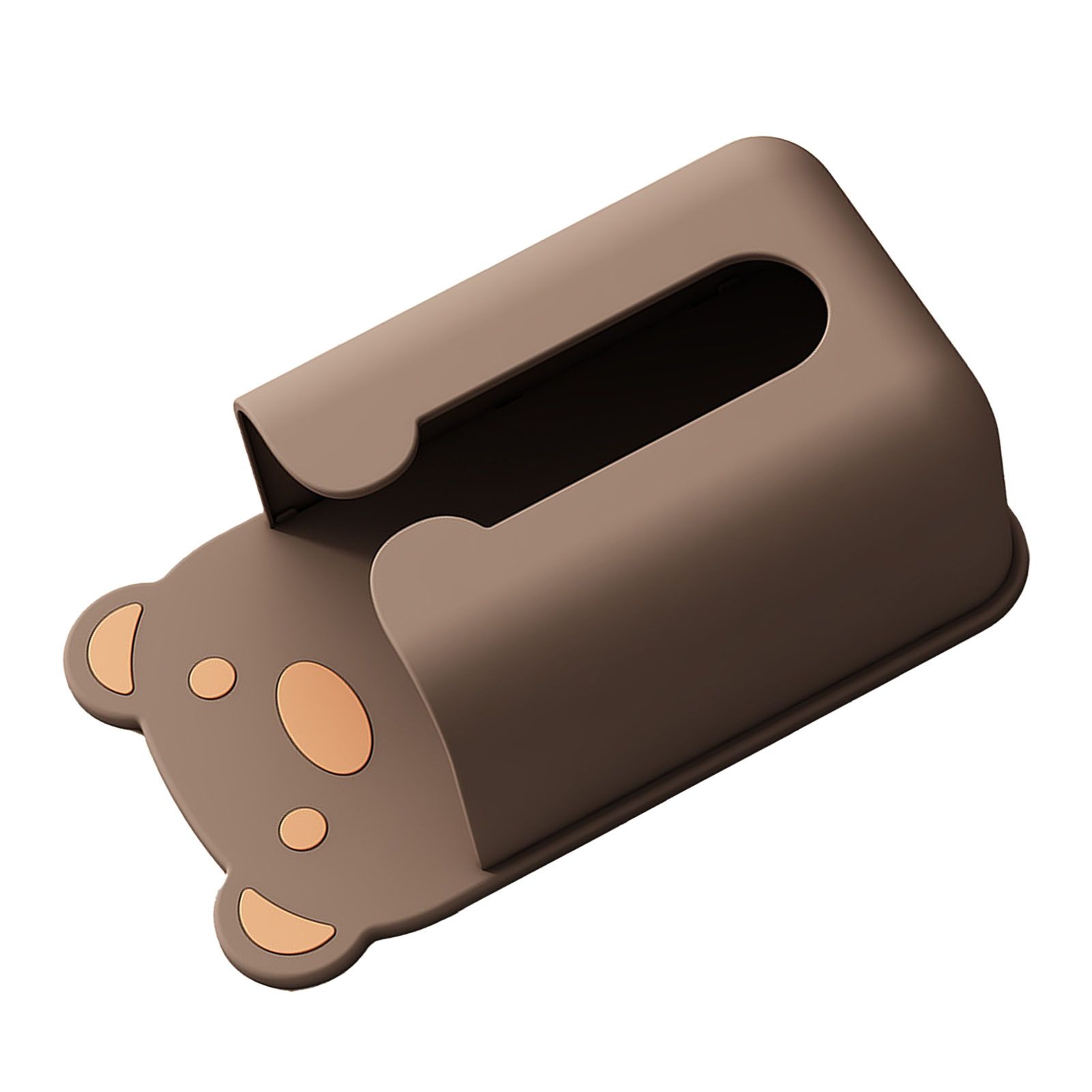 Wall Mounted Tissue Box Punching Free Cute Bear Pattern Plastic Tissue Dispenser for Home Bathroom Brown Bear - Image 4