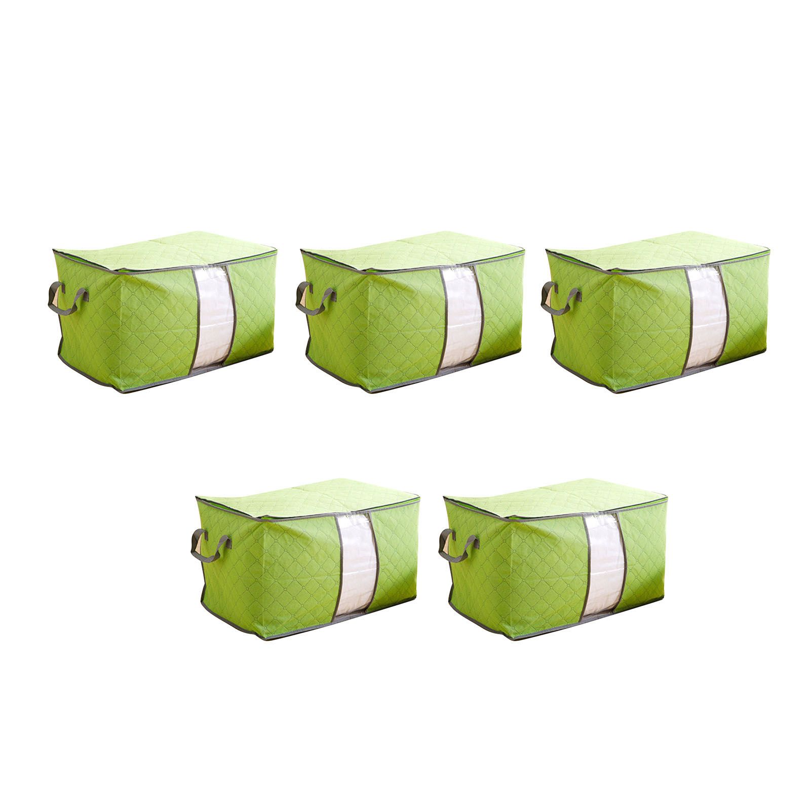 5Pcs Clothing Folding Storage Bag Dustproof Quilt Organizer Non Woven Fabric Large Size Green - Image 2