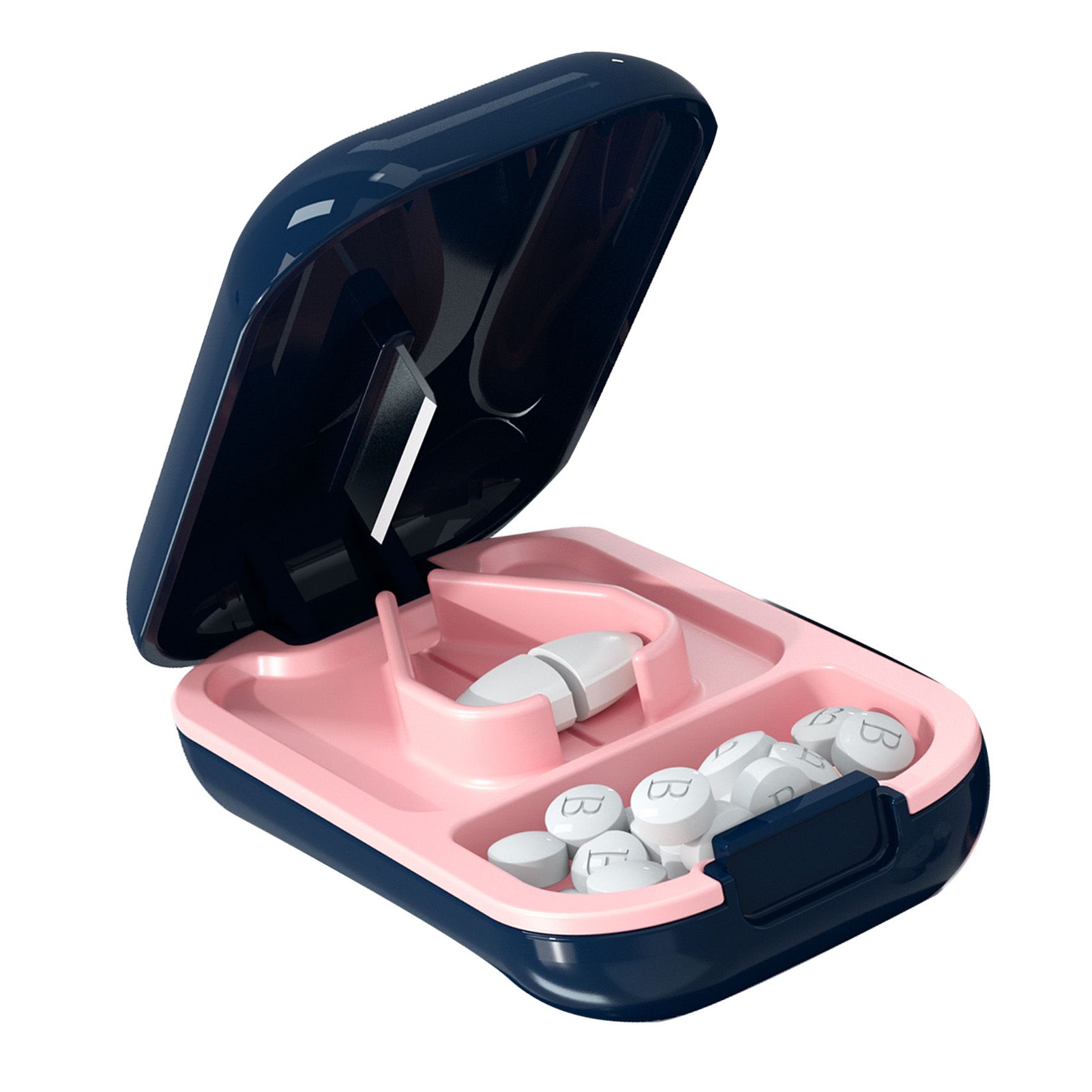 Portable Tablet Cutter Box Medicine Cutting Dispenser Household Medicines Supplement Case - Image 1