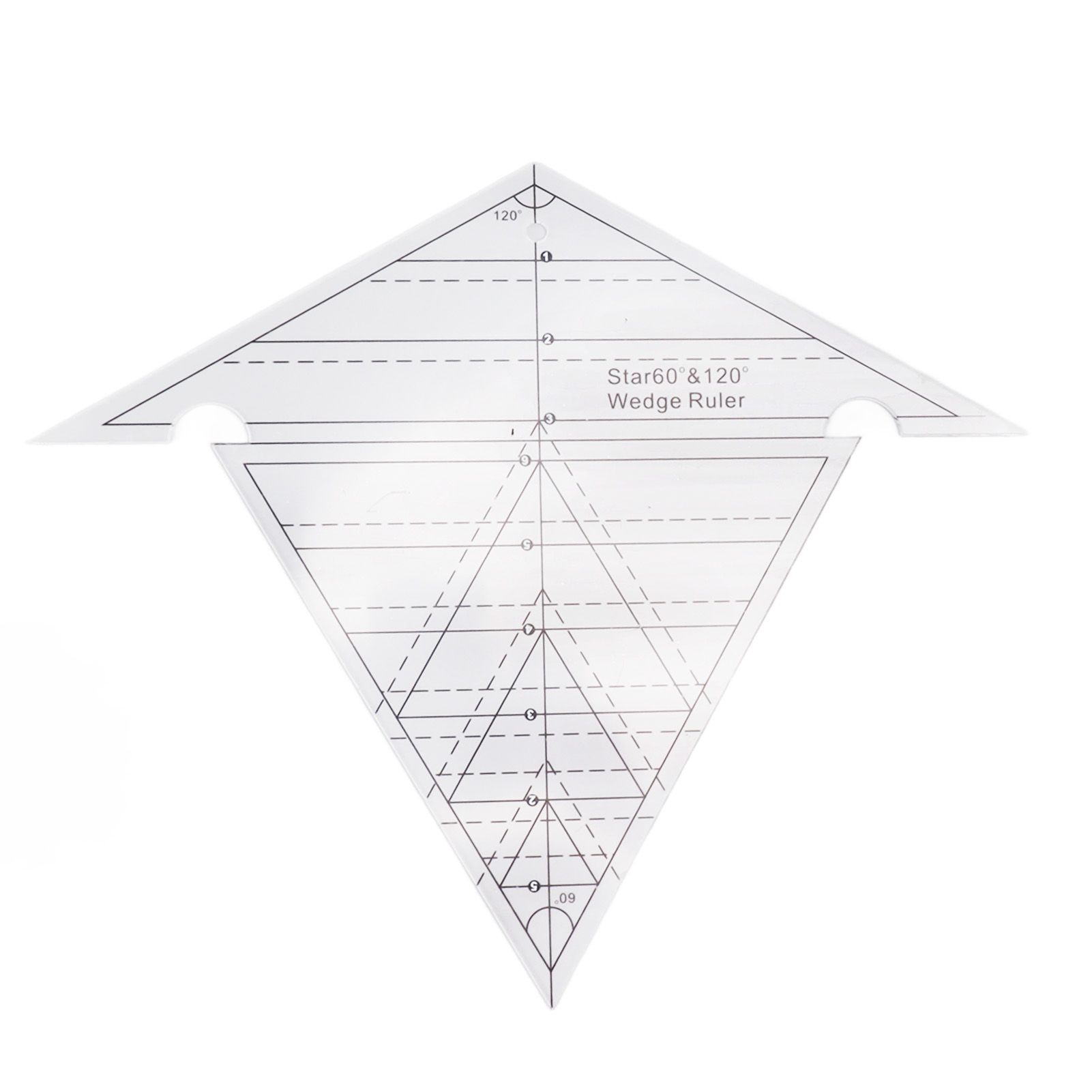 Sewing Wedge Ruler 60 Degree and 120 Degree Acrylic Transparent Precise Scale Reusable Quilting Ruler for DIY Design - Image 1