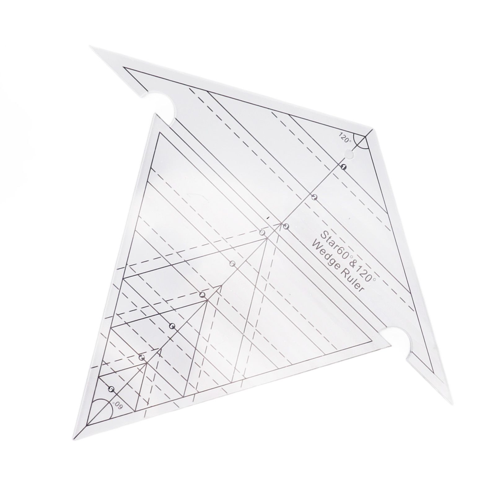 Sewing Wedge Ruler 60 Degree and 120 Degree Acrylic Transparent Precise Scale Reusable Quilting Ruler for DIY Design - Image 2