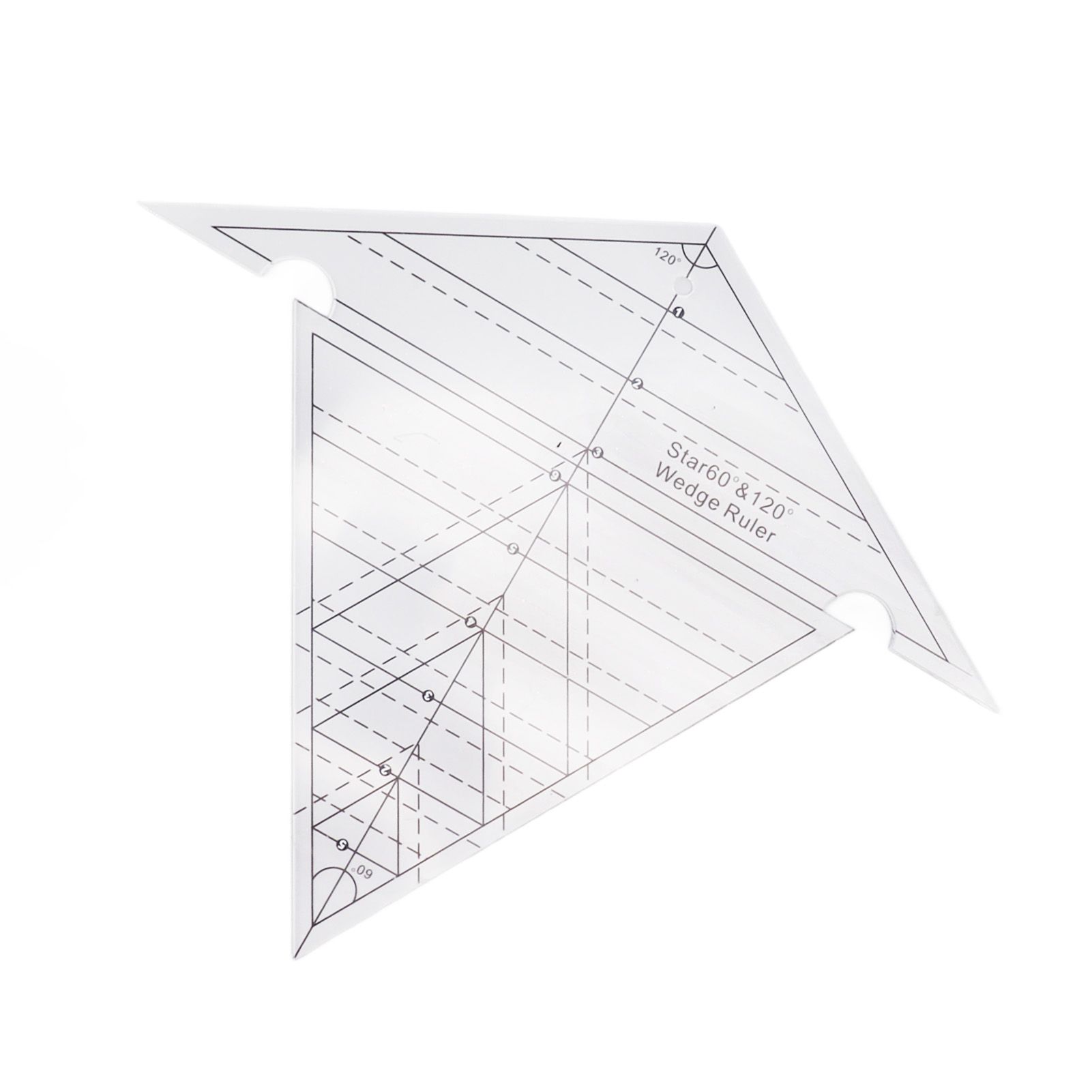 Sewing Wedge Ruler 60 Degree and 120 Degree Acrylic Transparent Precise Scale Reusable Quilting Ruler for DIY Design - Image 3