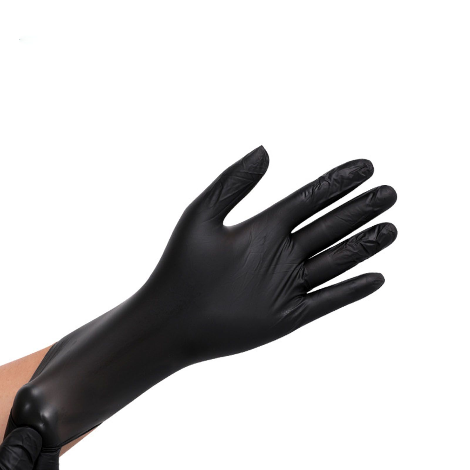 100PCS Food Gloves PVC High Elastic Protective Gloves for Cleaning Catering Black L - Image 1