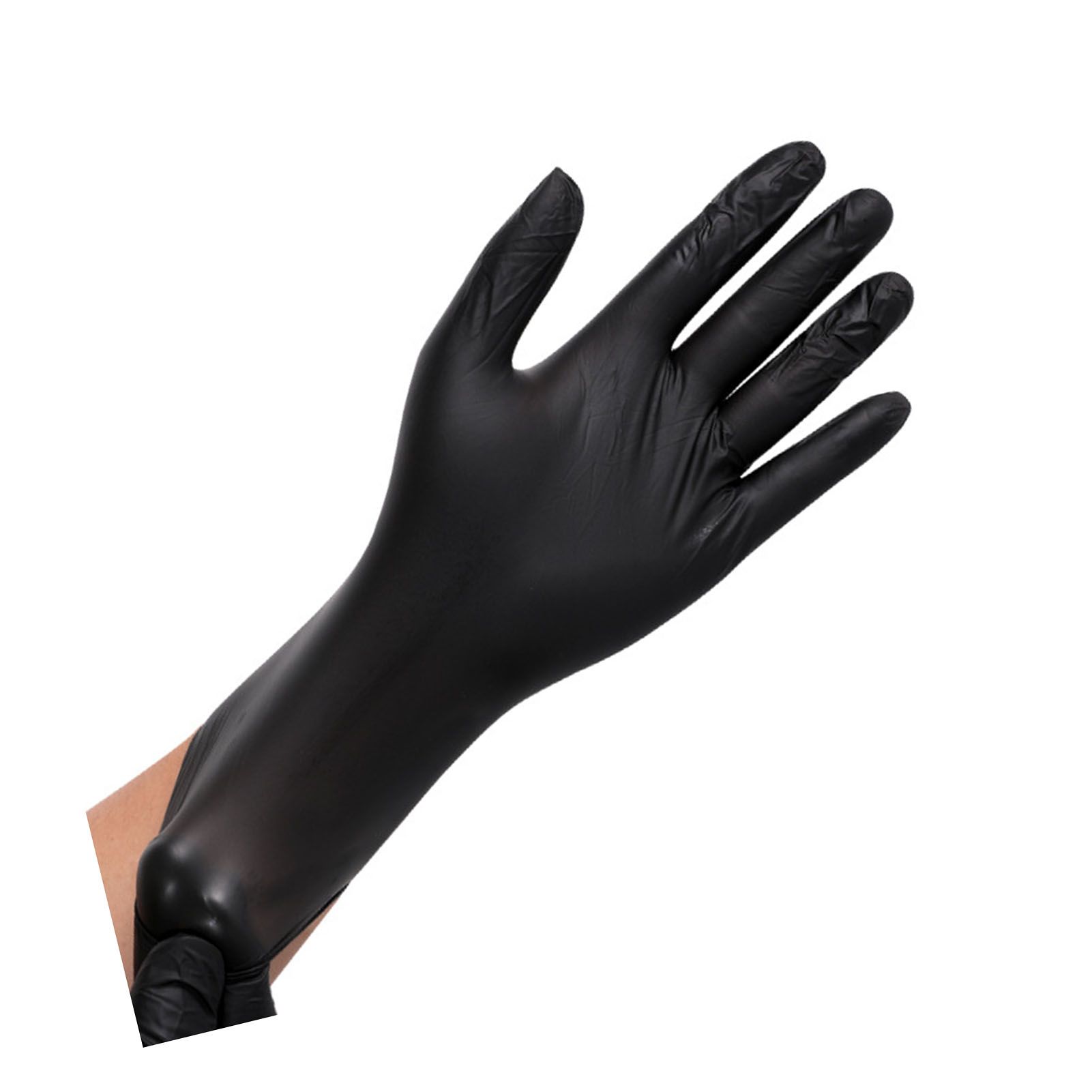100PCS Food Gloves PVC High Elastic Protective Gloves for Cleaning Catering Black L - Image 2