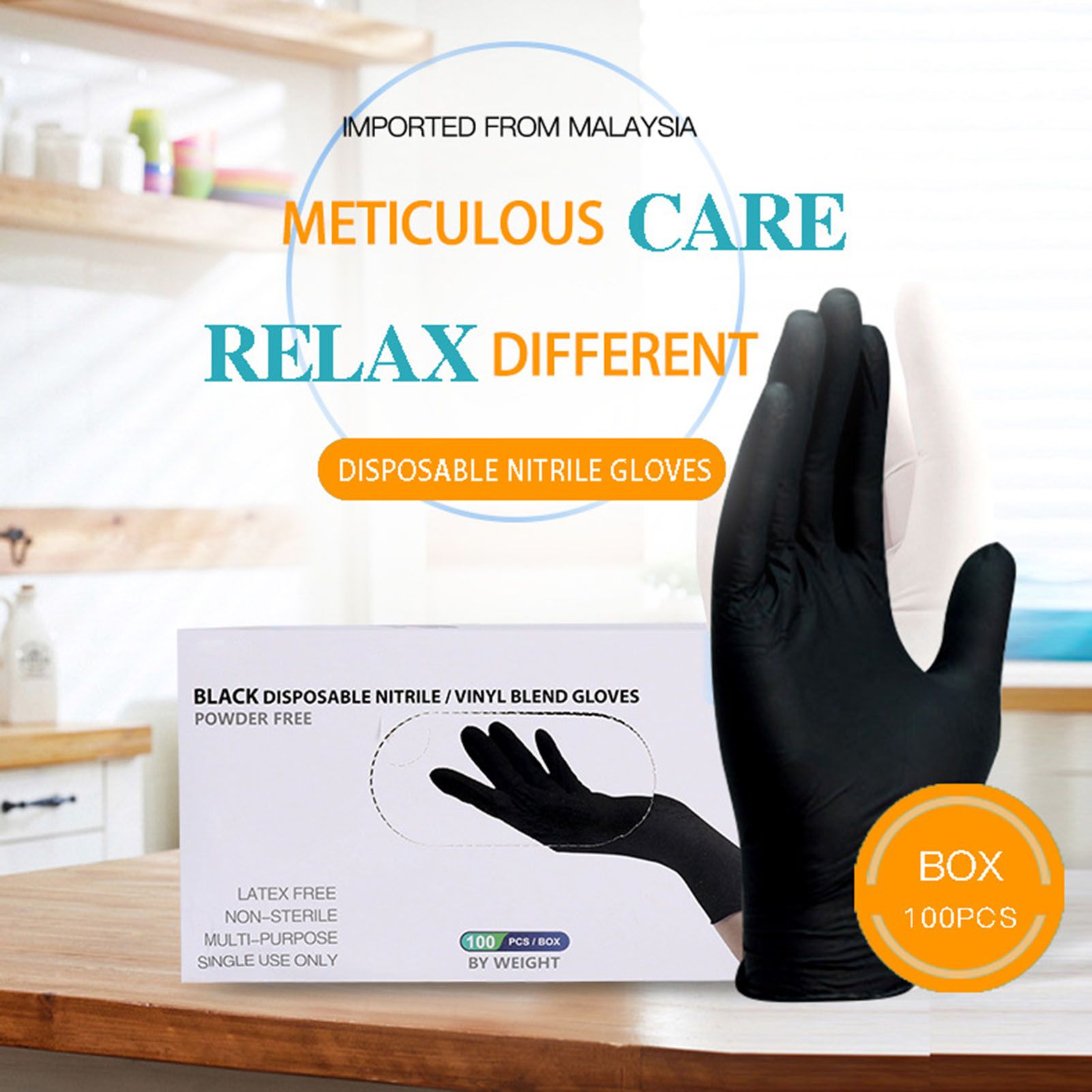 100PCS Food Gloves PVC High Elastic Protective Gloves for Cleaning Catering Black L - Image 5