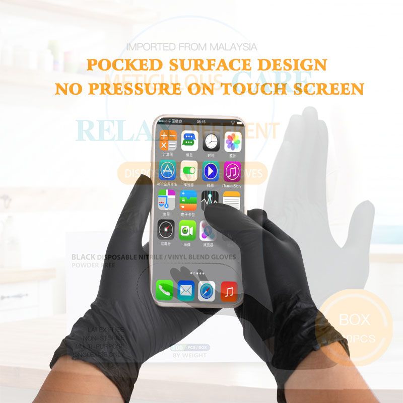 100PCS Food Gloves PVC High Elastic Protective Gloves for Cleaning Catering Black L - Image 6