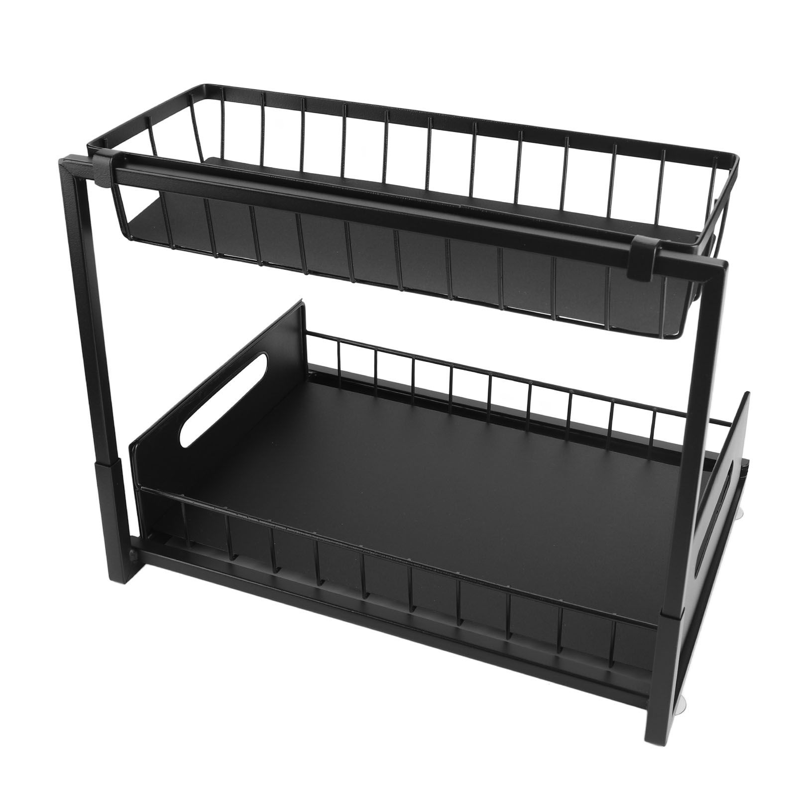 Under Sink Organizer L Shape 2 Tier Slide Out Sink Shelf for Under Kitchen Bathroom Sink Organizers and Storage Black - Image 4