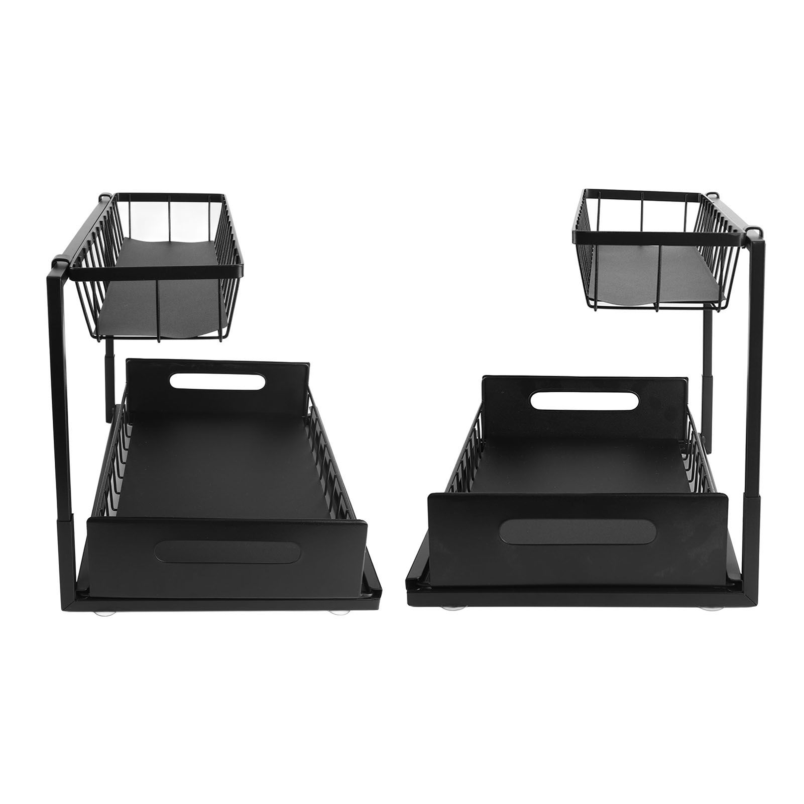 Under Sink Organizer L Shape 2 Tier Slide Out Sink Shelf for Under Kitchen Bathroom Sink Organizers and Storage Black - Image 5