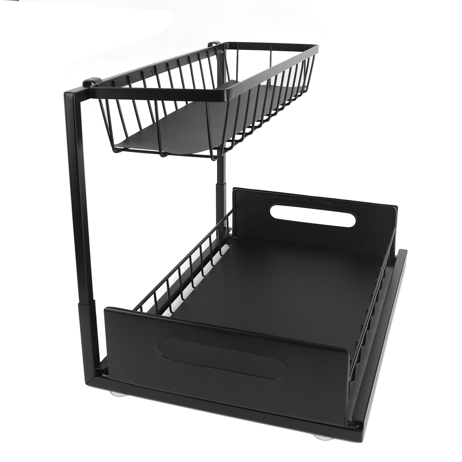 Under Sink Organizer L Shape 2 Tier Slide Out Sink Shelf for Under Kitchen Bathroom Sink Organizers and Storage Black - Image 6