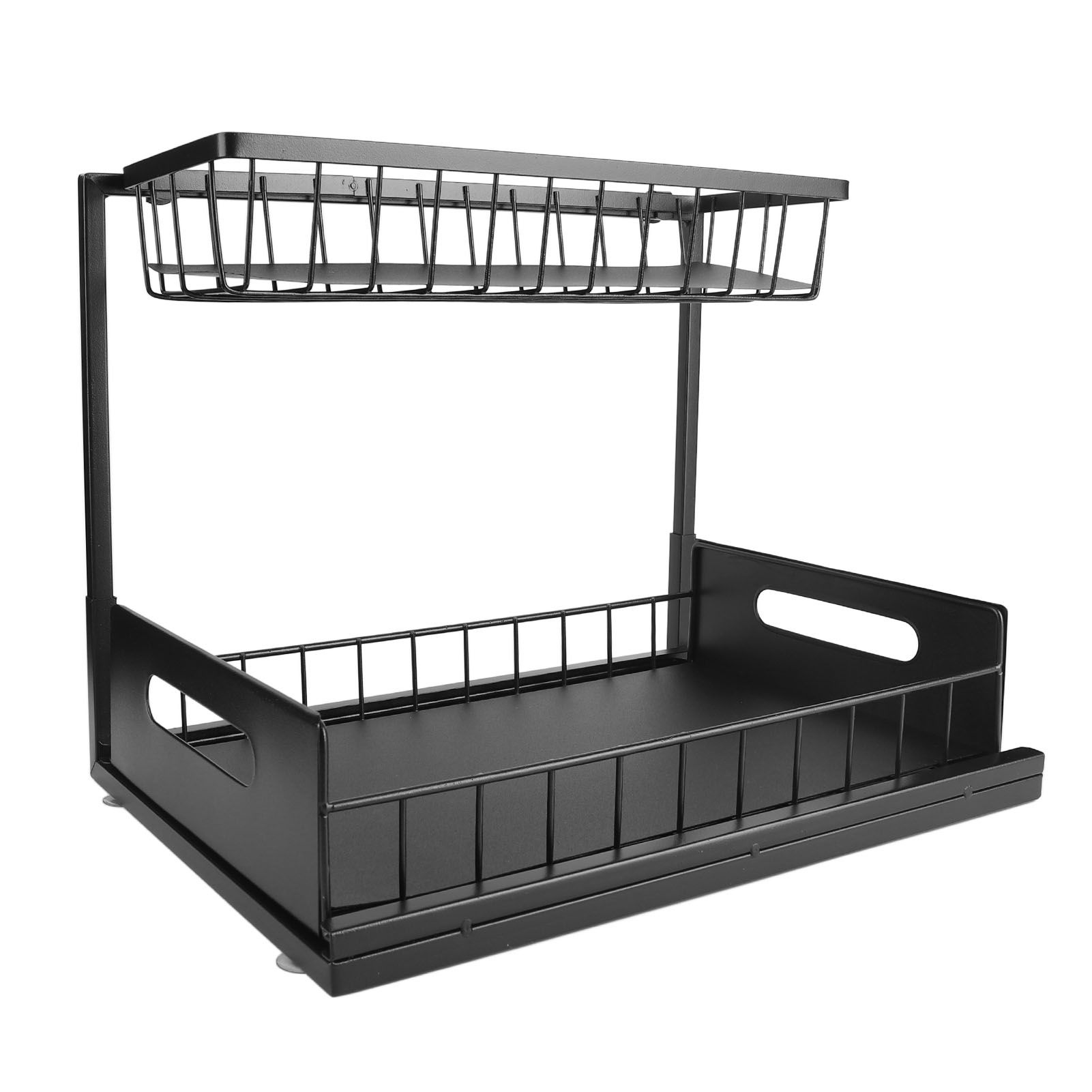 Under Sink Organizer L Shape 2 Tier Slide Out Sink Shelf for Under Kitchen Bathroom Sink Organizers and Storage Black - Image 7