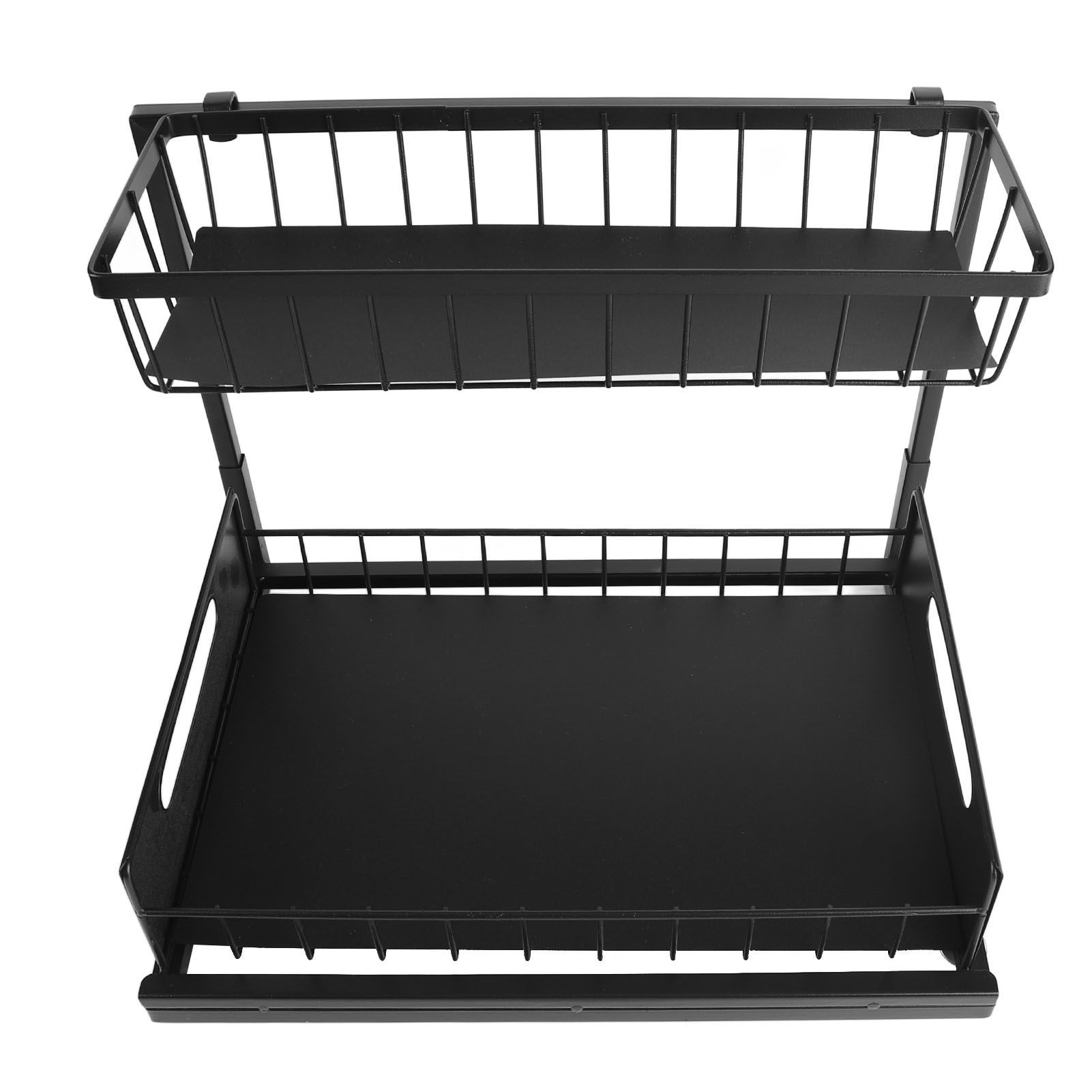 Under Sink Organizer L Shape 2 Tier Slide Out Sink Shelf for Under Kitchen Bathroom Sink Organizers and Storage Black - Image 8