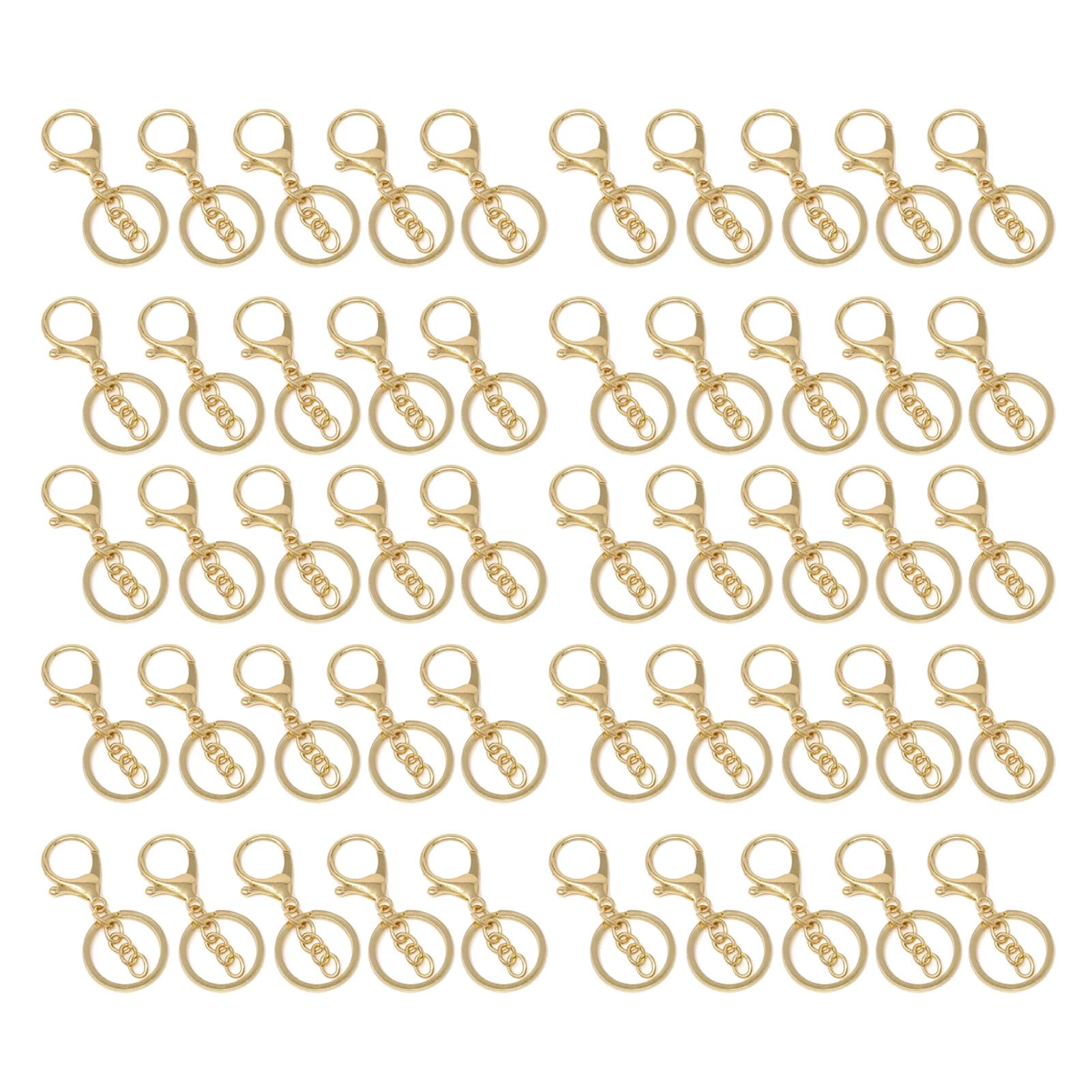 50PCS Key Chain Ring Alloy Golden Polished DIY Handcraft Metal Key Rings with Chain for Travel - Image 1