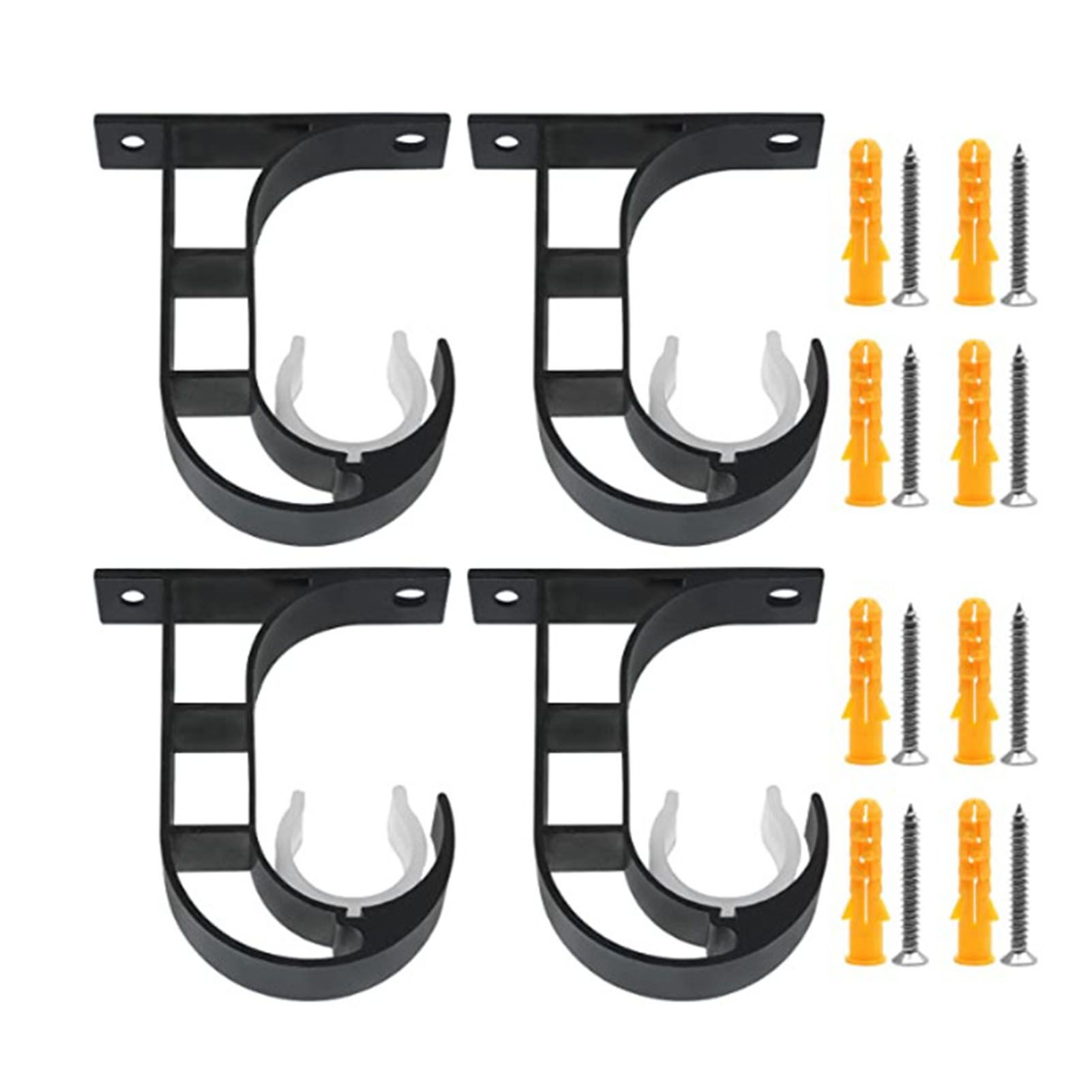 4 Set Curtain Rod Bracket Thickened Aluminum Alloy Black Paint Spraying Rust Prevention Curtain Rod Fixing Hook - Image 1