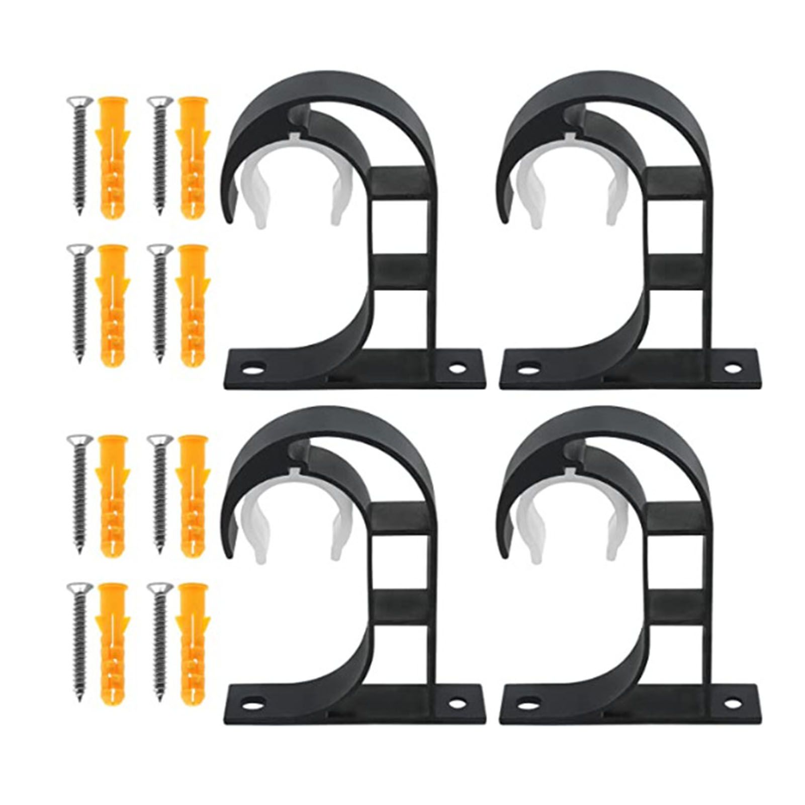 4 Set Curtain Rod Bracket Thickened Aluminum Alloy Black Paint Spraying Rust Prevention Curtain Rod Fixing Hook - Image 2