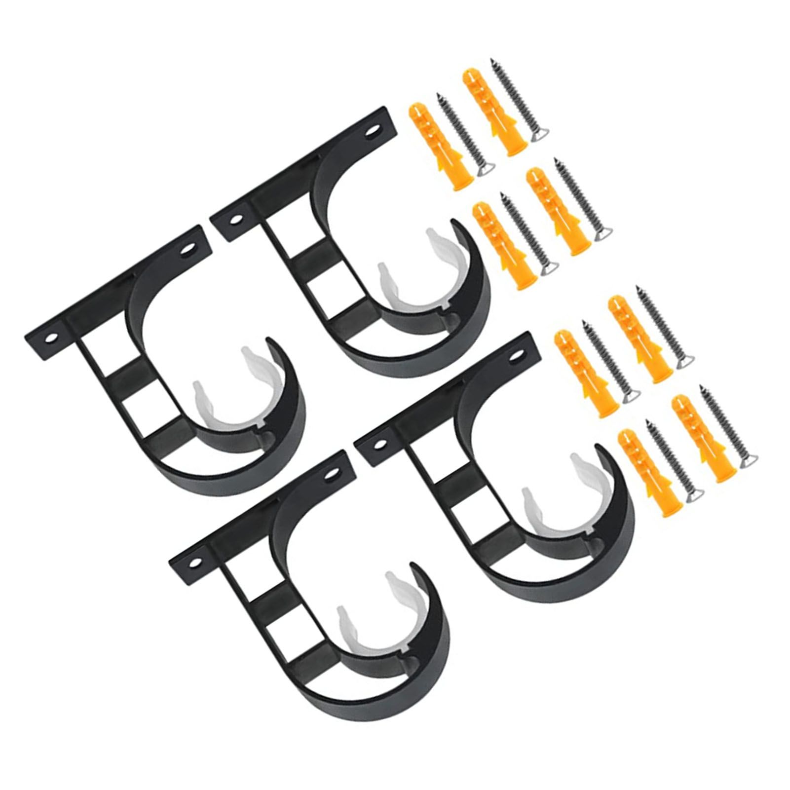 4 Set Curtain Rod Bracket Thickened Aluminum Alloy Black Paint Spraying Rust Prevention Curtain Rod Fixing Hook - Image 3