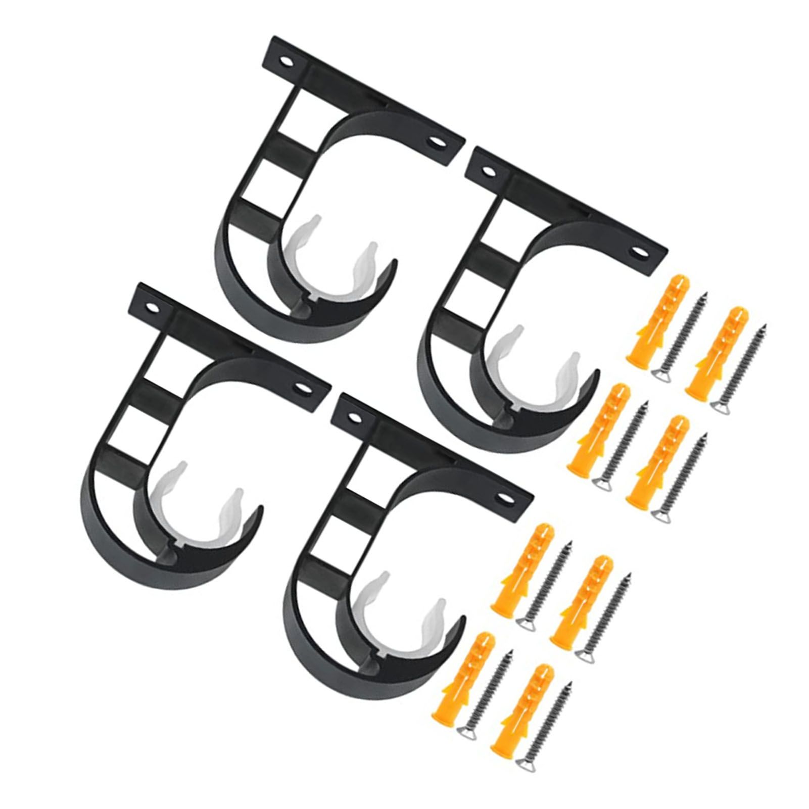 4 Set Curtain Rod Bracket Thickened Aluminum Alloy Black Paint Spraying Rust Prevention Curtain Rod Fixing Hook - Image 4