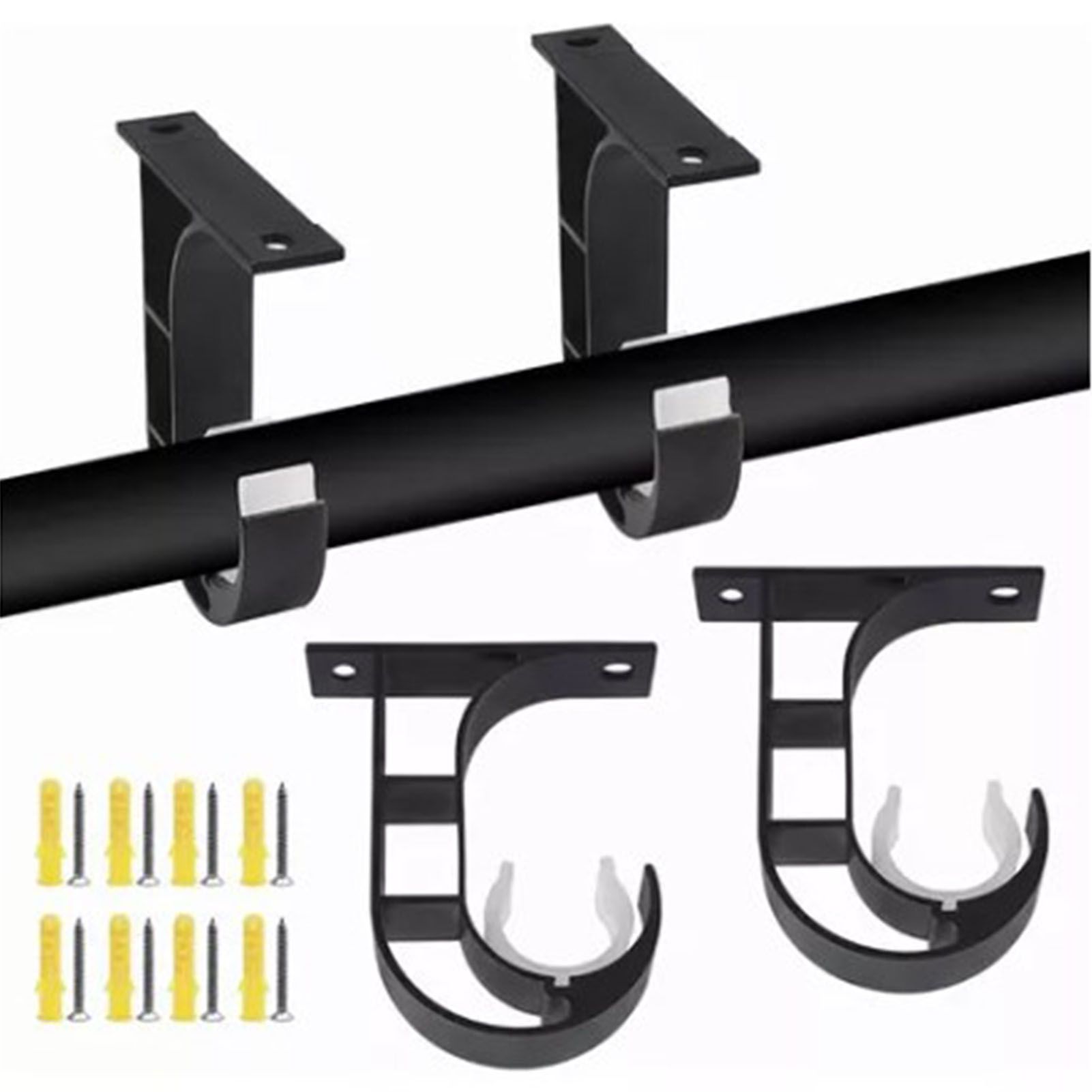4 Set Curtain Rod Bracket Thickened Aluminum Alloy Black Paint Spraying Rust Prevention Curtain Rod Fixing Hook - Image 6